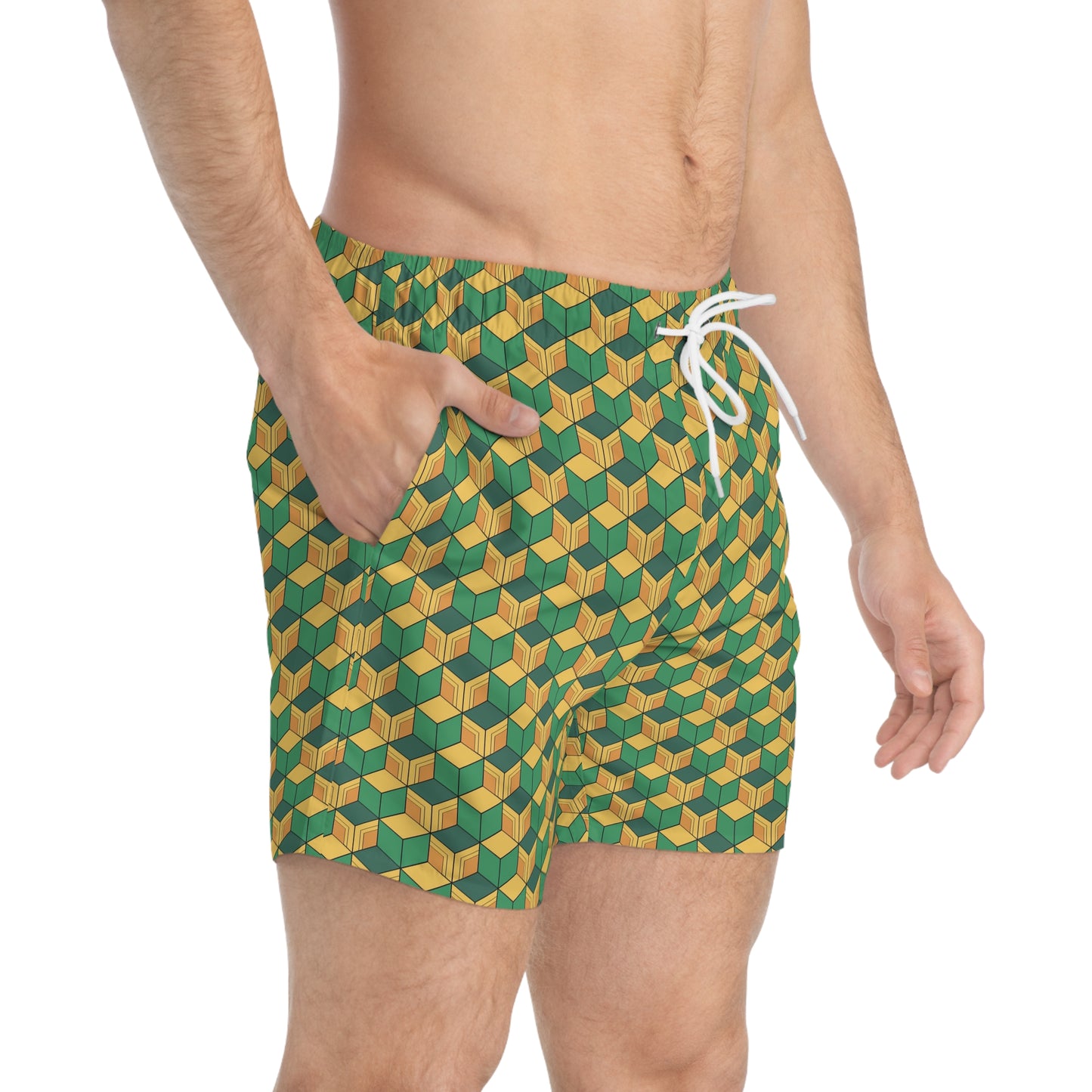 Demon Slayer Zenitsu Agatsuma Yellow and Green Swim Shorts