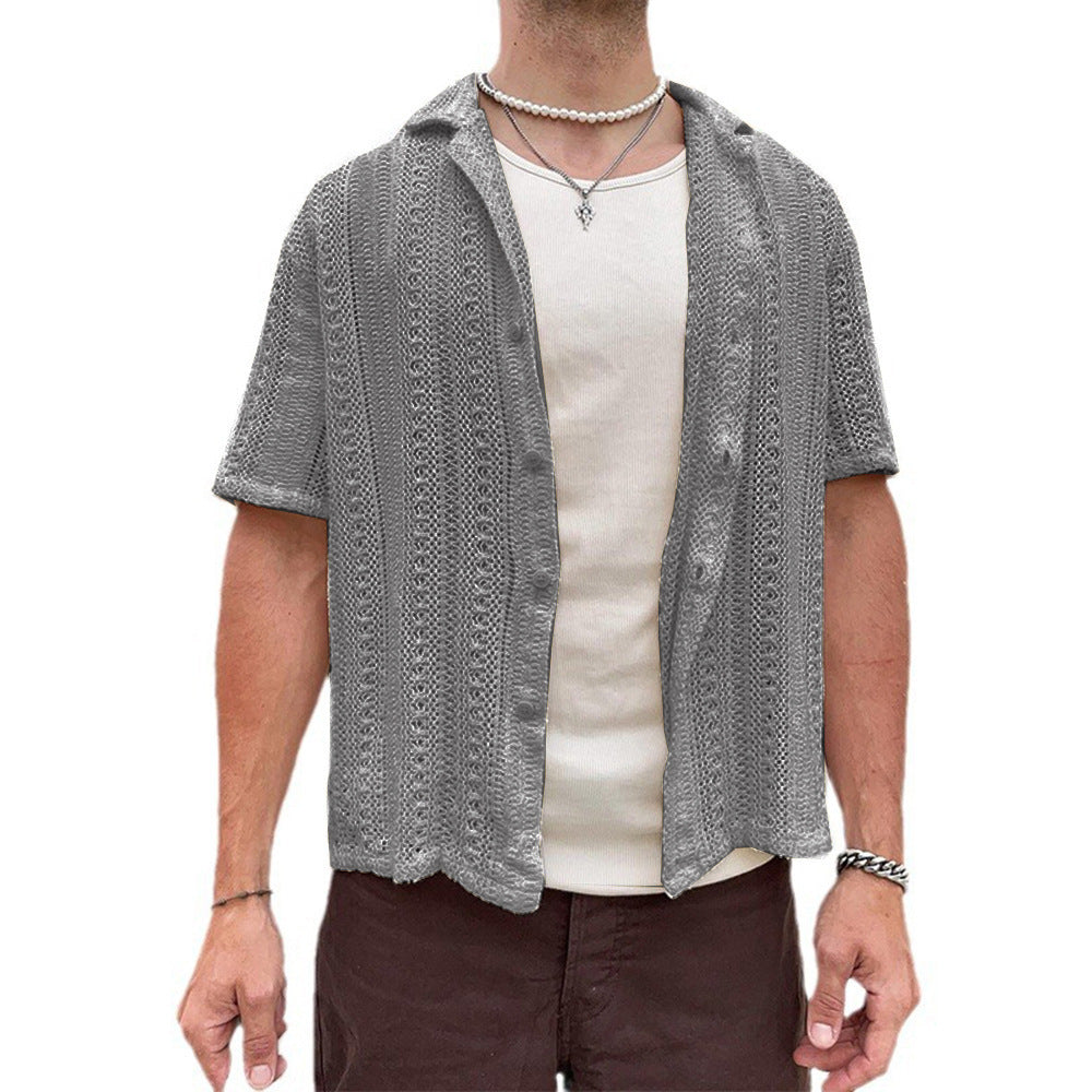 European And American Leisure Knitted Cardigan Summer Cool Hollow Short Sleeve