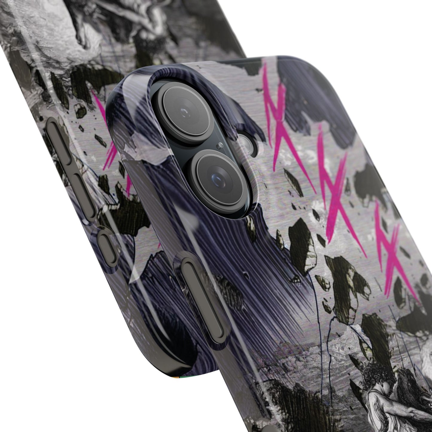 Lionbreaker Fierce Combat Monochrome Design with Electric Fuchsia Sound Glyphs Phone Case