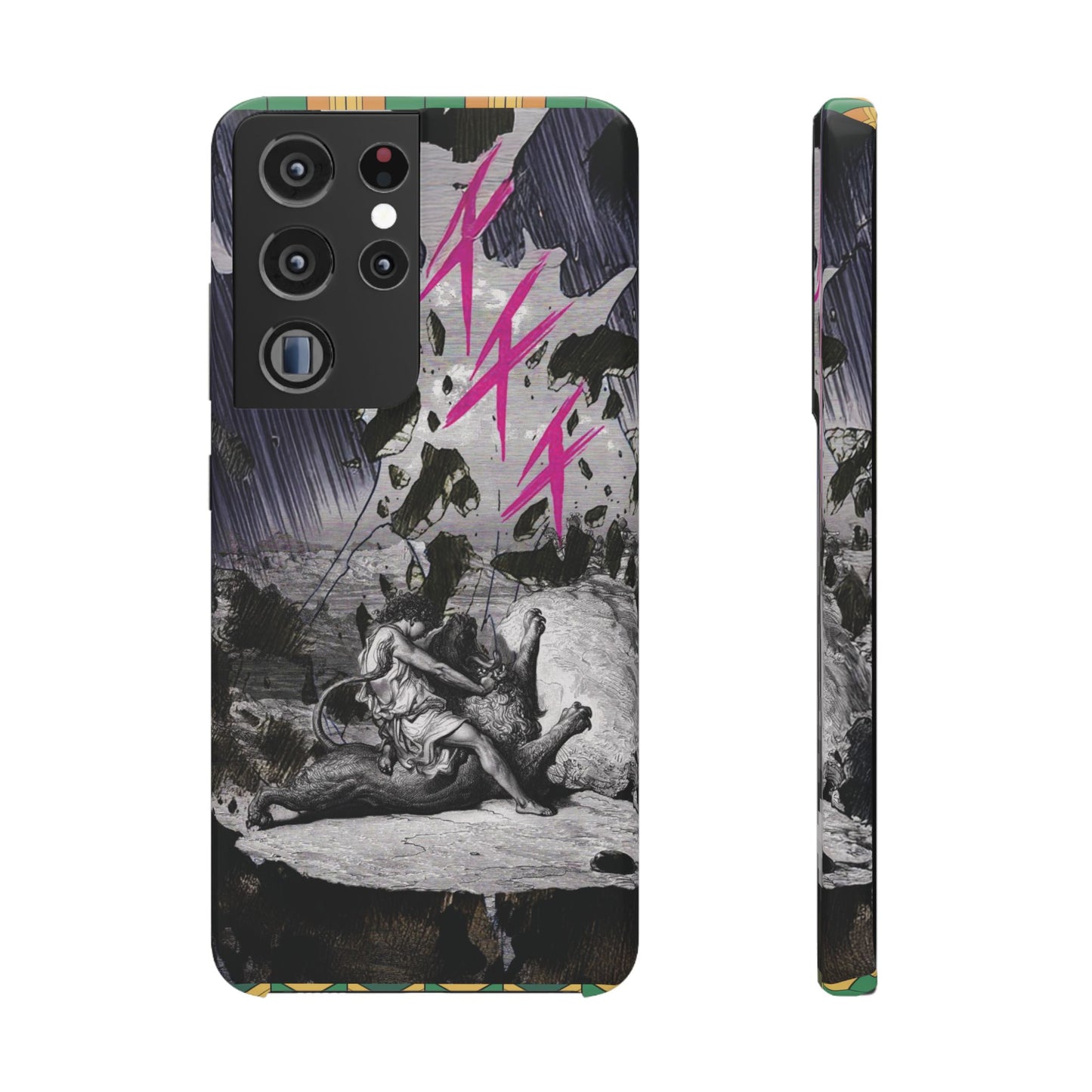 Lionbreaker Fierce Combat Monochrome Design with Electric Fuchsia Sound Glyphs Phone Case