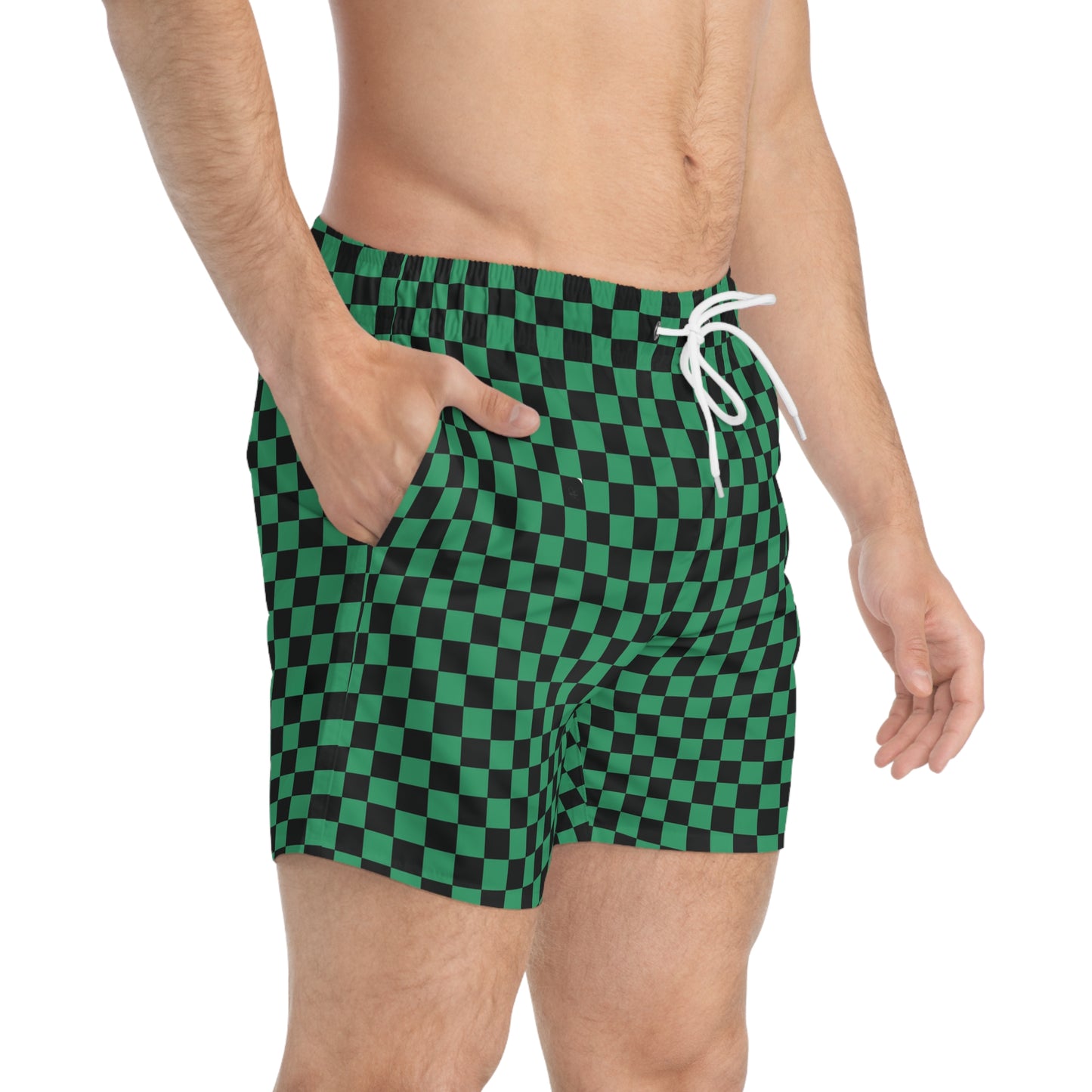 Tanjiro Kamado Green and Black Pattern Swim Shorts