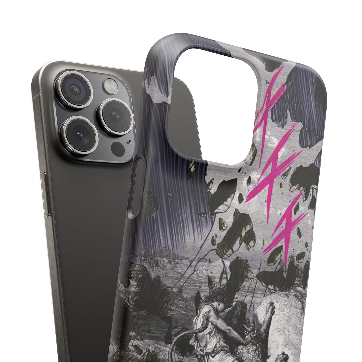 Lionbreaker Fierce Combat Monochrome Design with Electric Fuchsia Sound Glyphs Phone Case