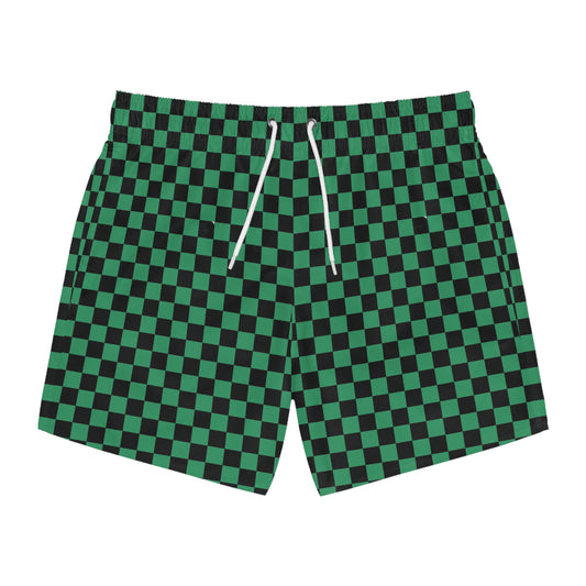 Tanjiro Kamado Green and Black Pattern Swim Trunks