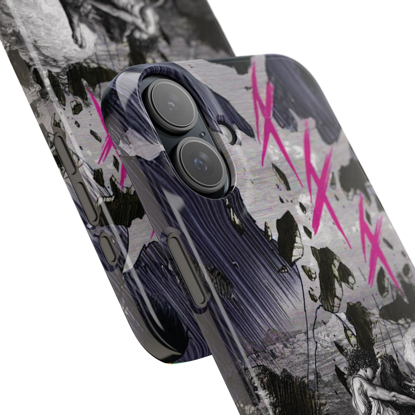 Lionbreaker Fierce Combat Monochrome Design with Electric Fuchsia Sound Glyphs Phone Case