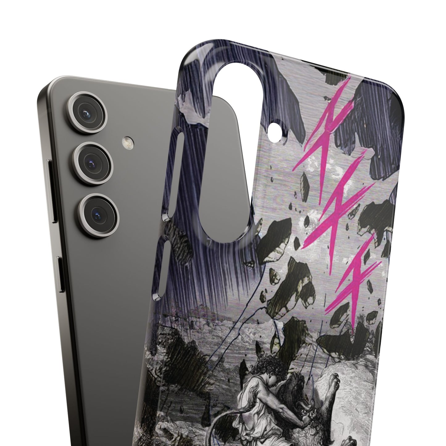 Lionbreaker Fierce Combat Monochrome Design with Electric Fuchsia Sound Glyphs Phone Case