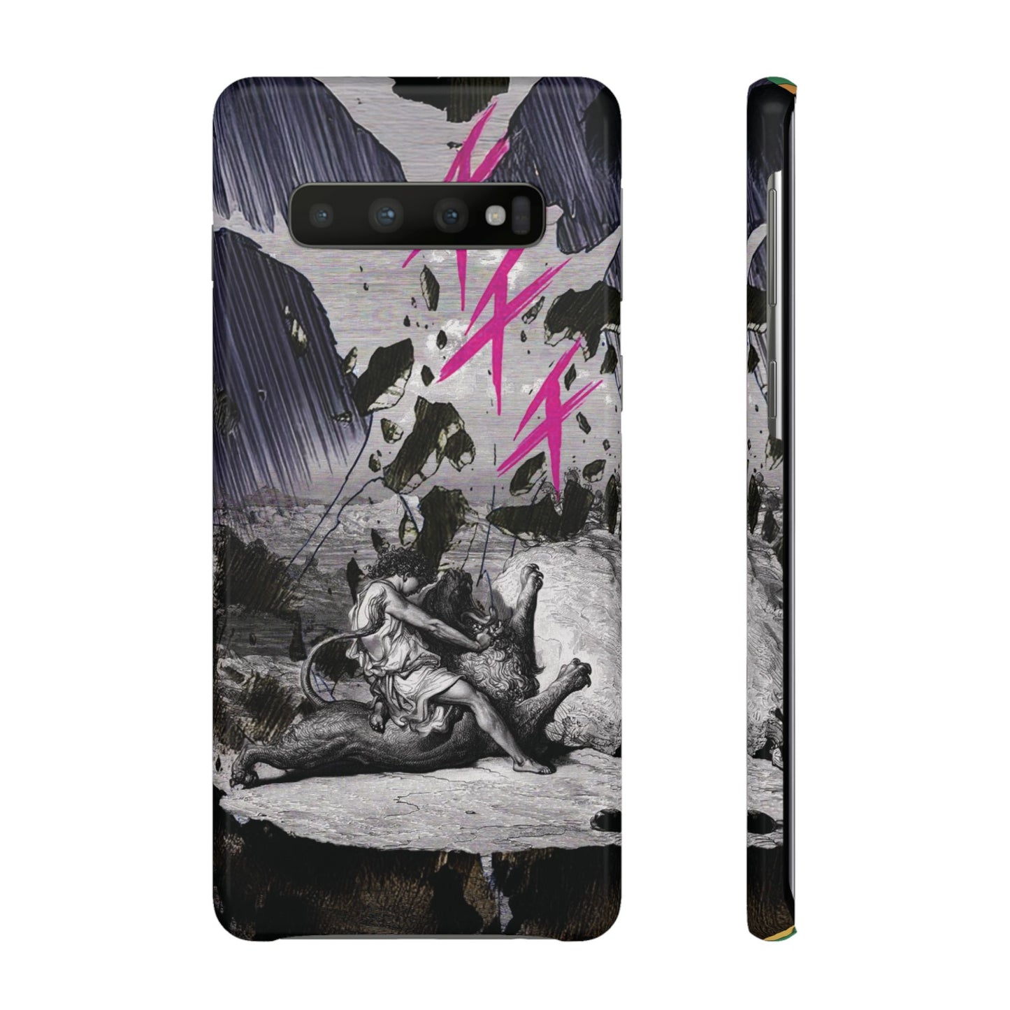 Lionbreaker Fierce Combat Monochrome Design with Electric Fuchsia Sound Glyphs Phone Case