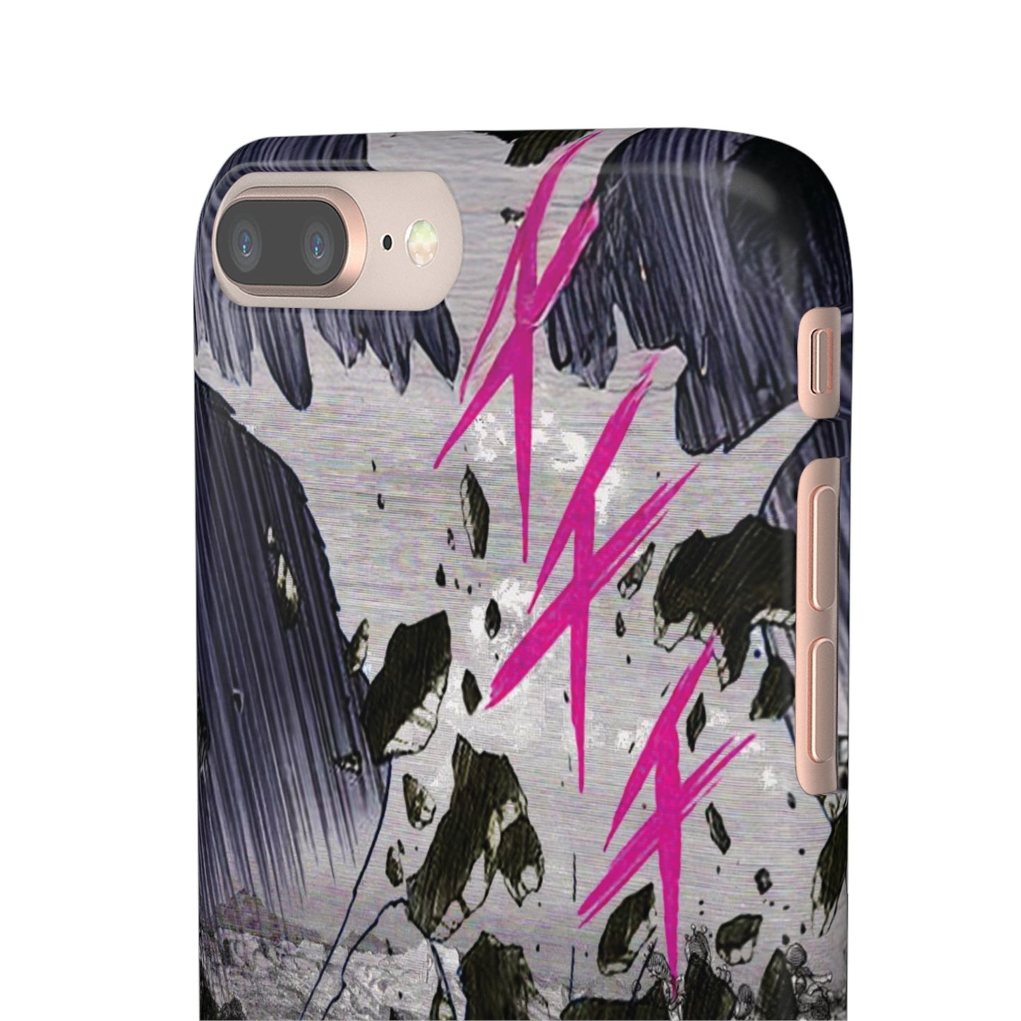 Lionbreaker Fierce Combat Monochrome Design with Electric Fuchsia Sound Glyphs Phone Case