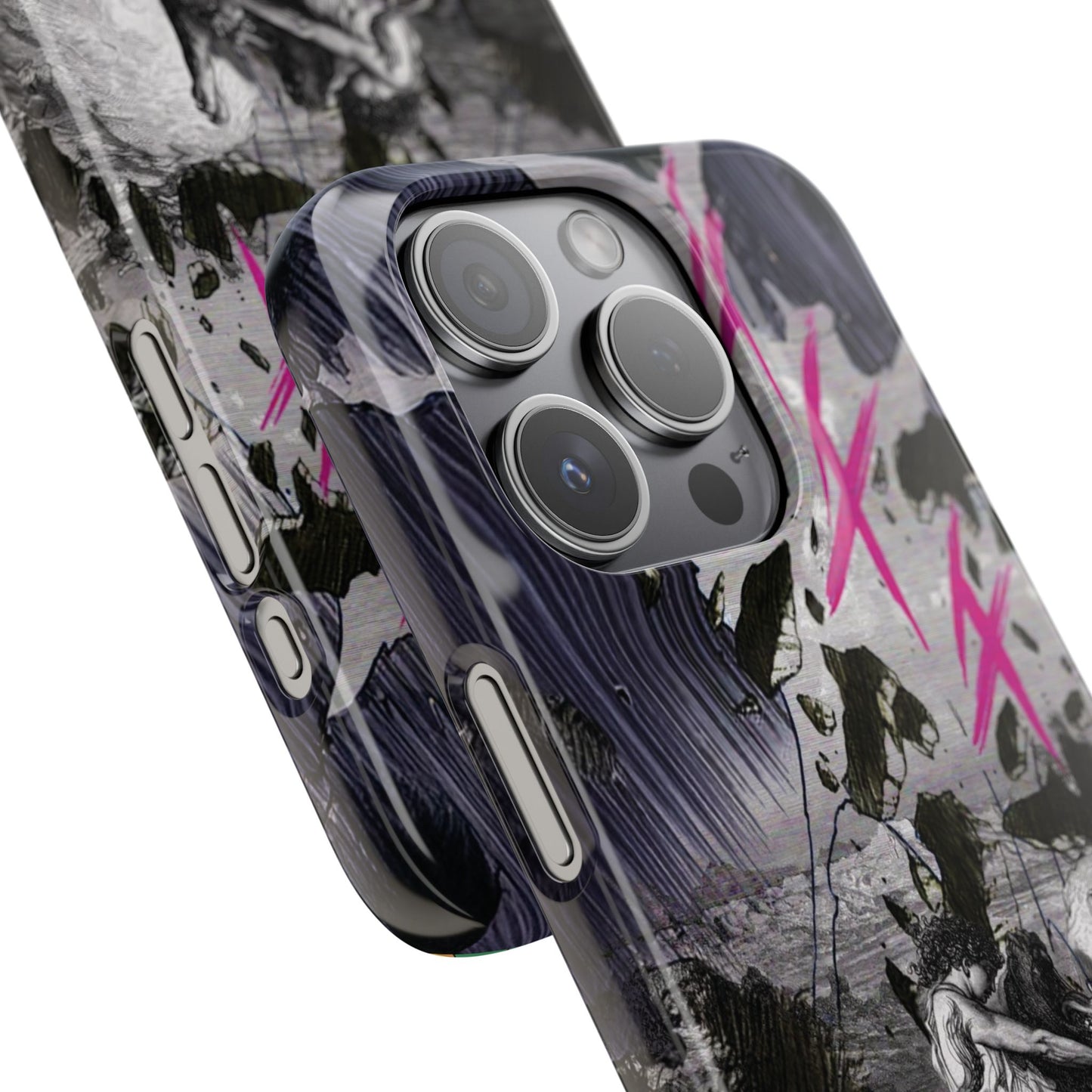 Lionbreaker Fierce Combat Monochrome Design with Electric Fuchsia Sound Glyphs Phone Case