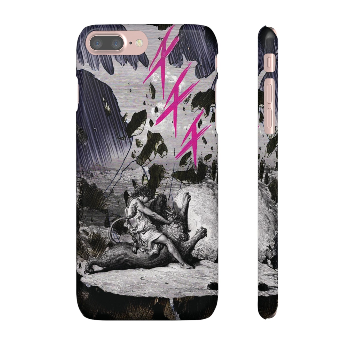 Lionbreaker Fierce Combat Monochrome Design with Electric Fuchsia Sound Glyphs Phone Case