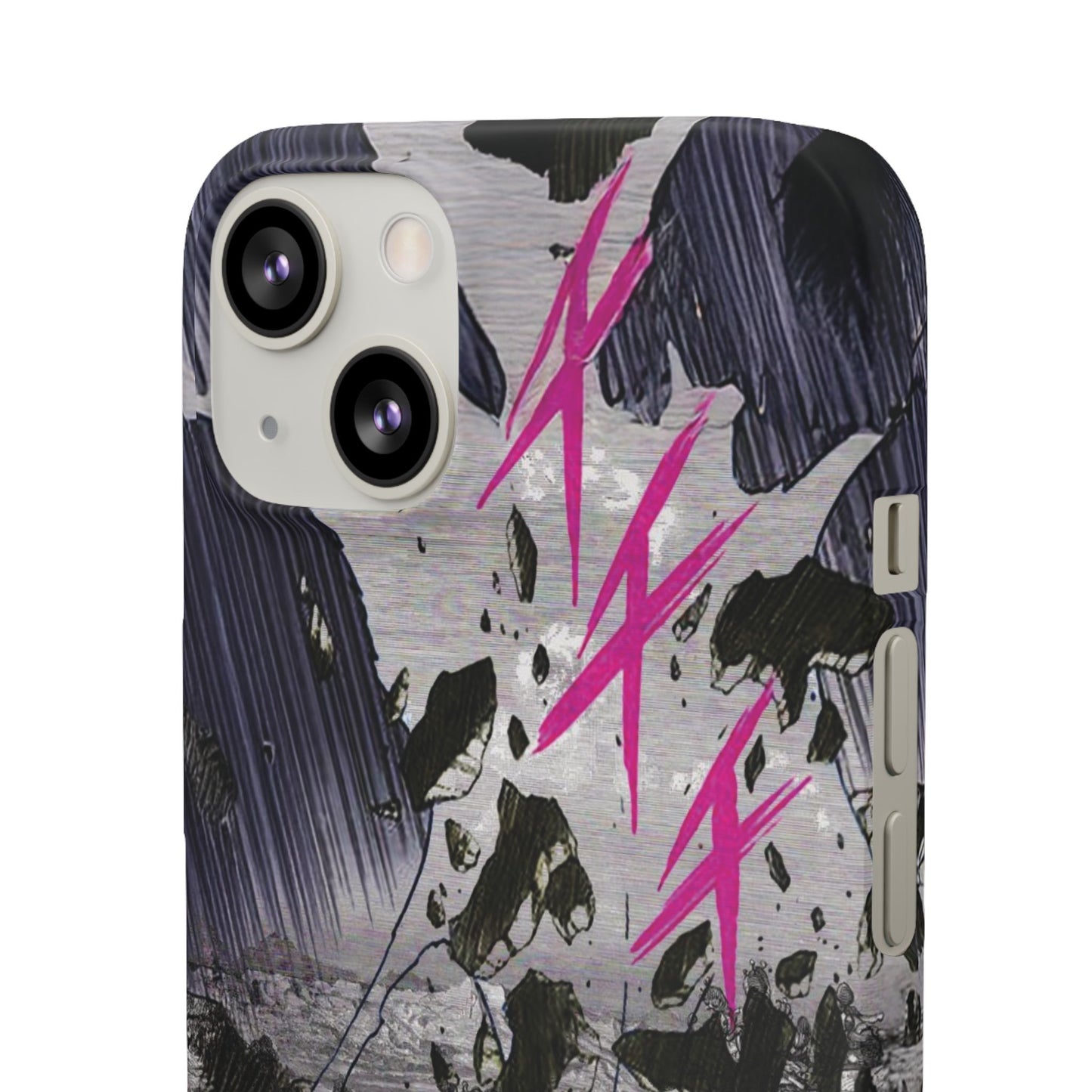 Lionbreaker Fierce Combat Monochrome Design with Electric Fuchsia Sound Glyphs Phone Case