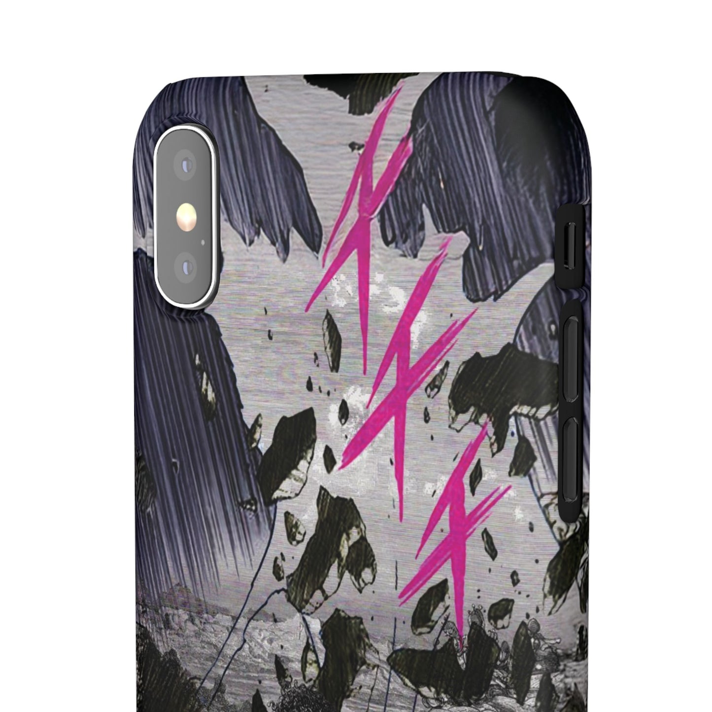 Lionbreaker Fierce Combat Monochrome Design with Electric Fuchsia Sound Glyphs Phone Case