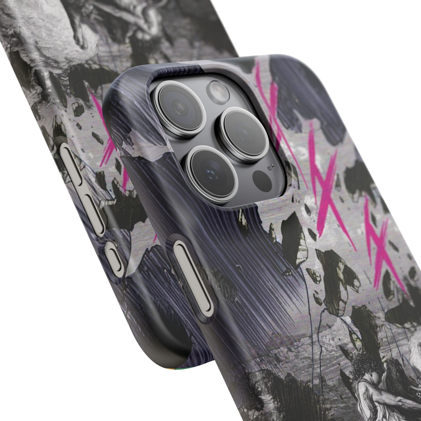 Lionbreaker Fierce Combat Monochrome Design with Electric Fuchsia Sound Glyphs Phone Case