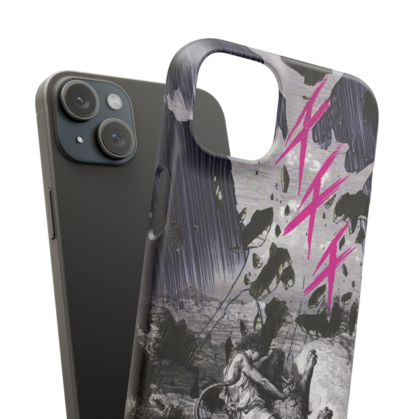 Lionbreaker Fierce Combat Monochrome Design with Electric Fuchsia Sound Glyphs Phone Case