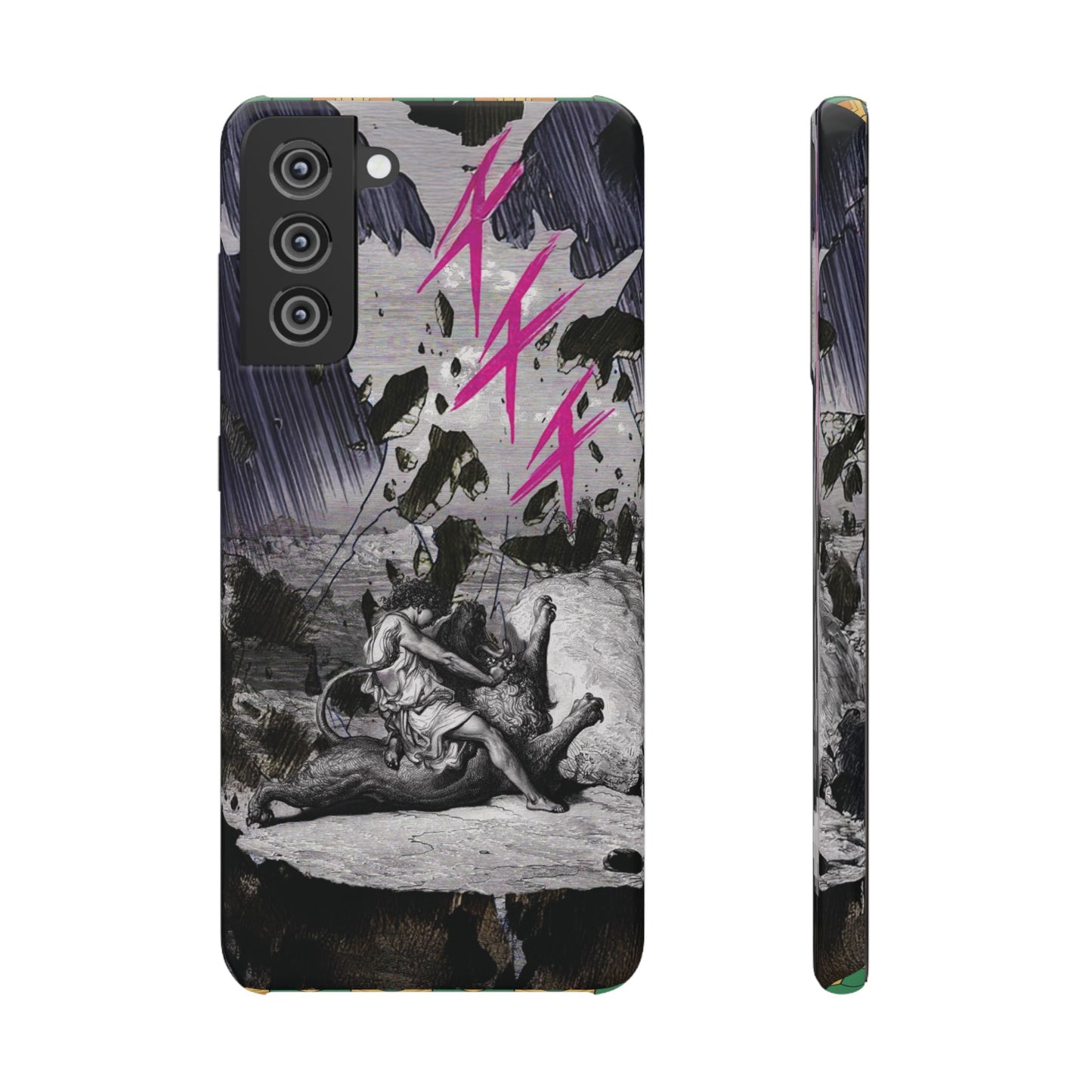 Lionbreaker Fierce Combat Monochrome Design with Electric Fuchsia Sound Glyphs Phone Case