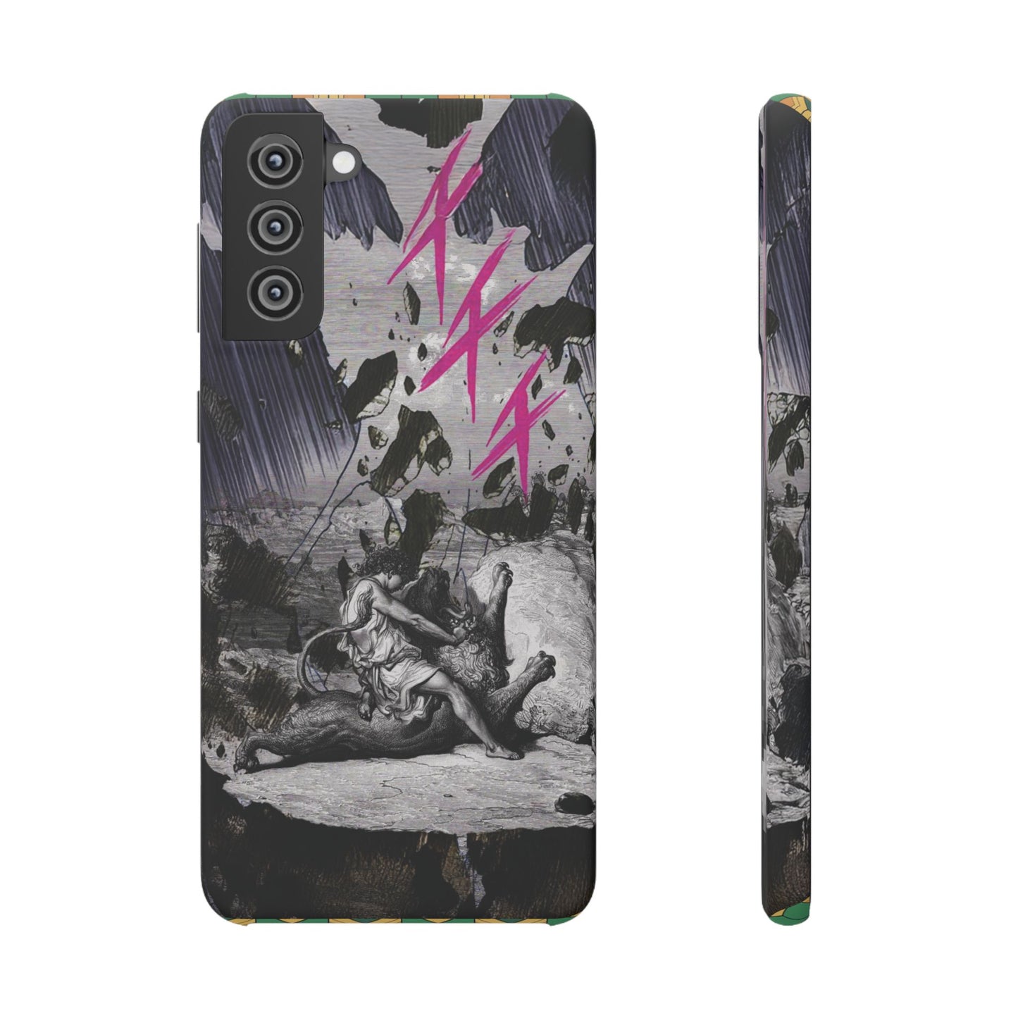 Lionbreaker Fierce Combat Monochrome Design with Electric Fuchsia Sound Glyphs Phone Case