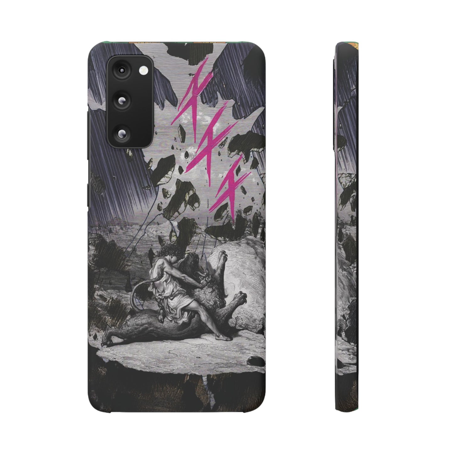 Lionbreaker Fierce Combat Monochrome Design with Electric Fuchsia Sound Glyphs Phone Case