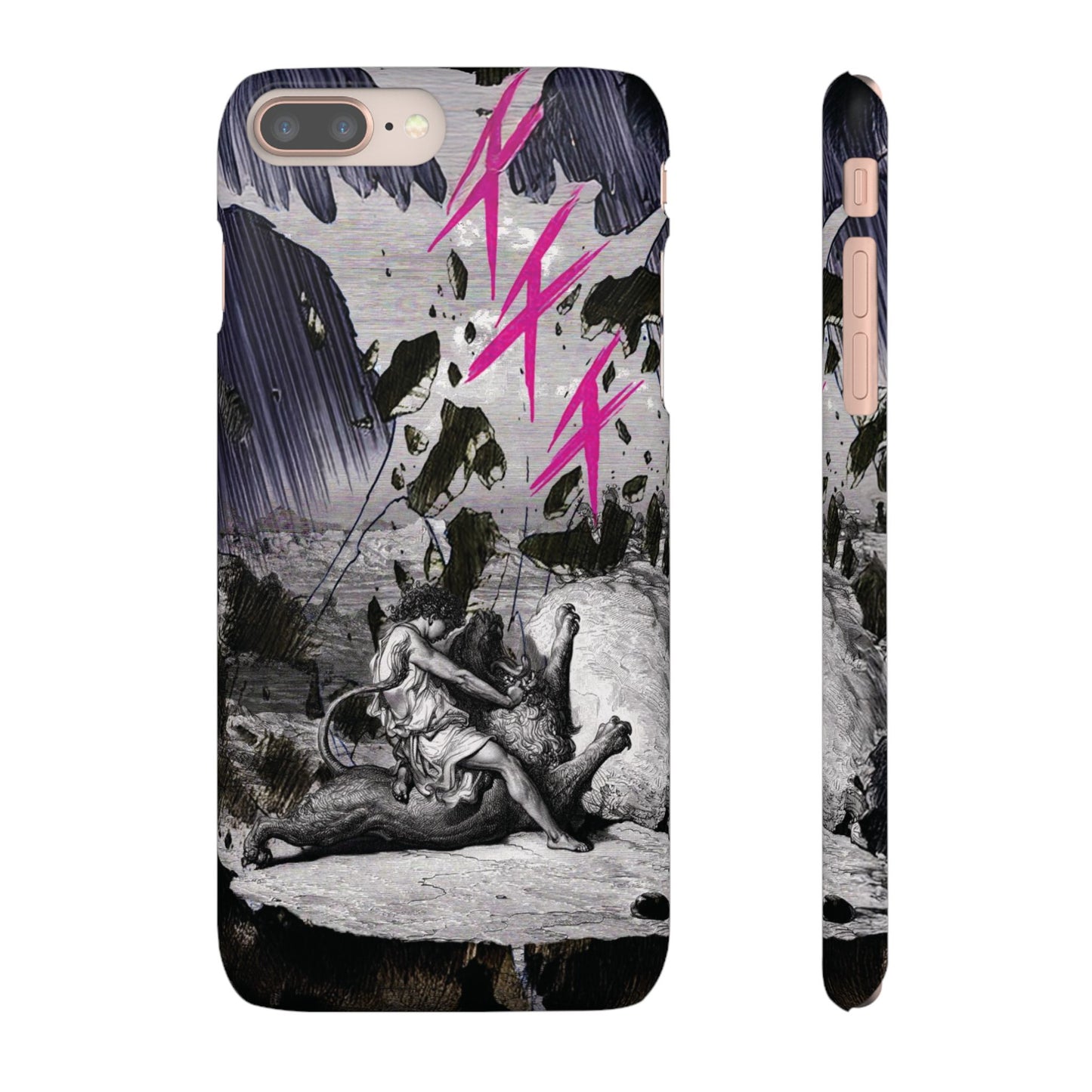 Lionbreaker Fierce Combat Monochrome Design with Electric Fuchsia Sound Glyphs Phone Case