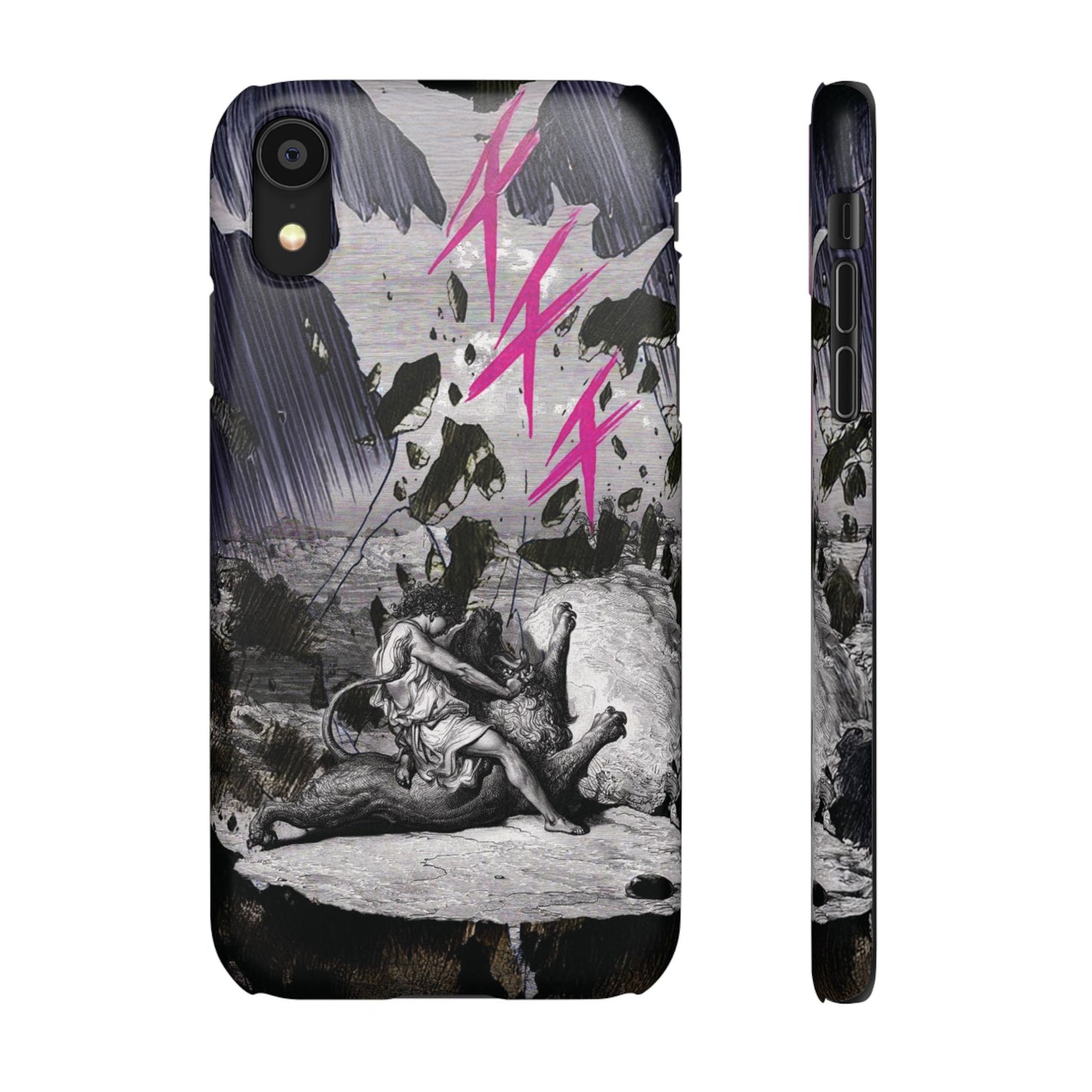 Lionbreaker Fierce Combat Monochrome Design with Electric Fuchsia Sound Glyphs Phone Case