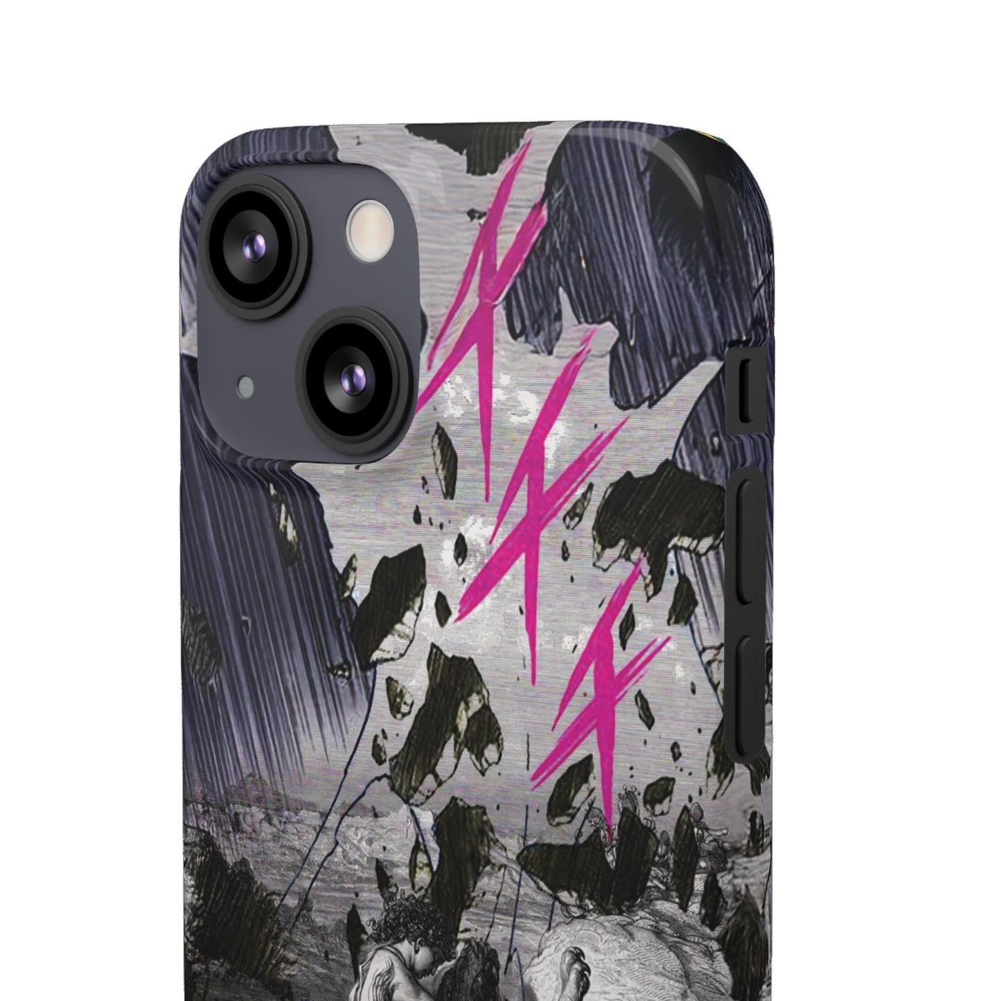Lionbreaker Fierce Combat Monochrome Design with Electric Fuchsia Sound Glyphs Phone Case