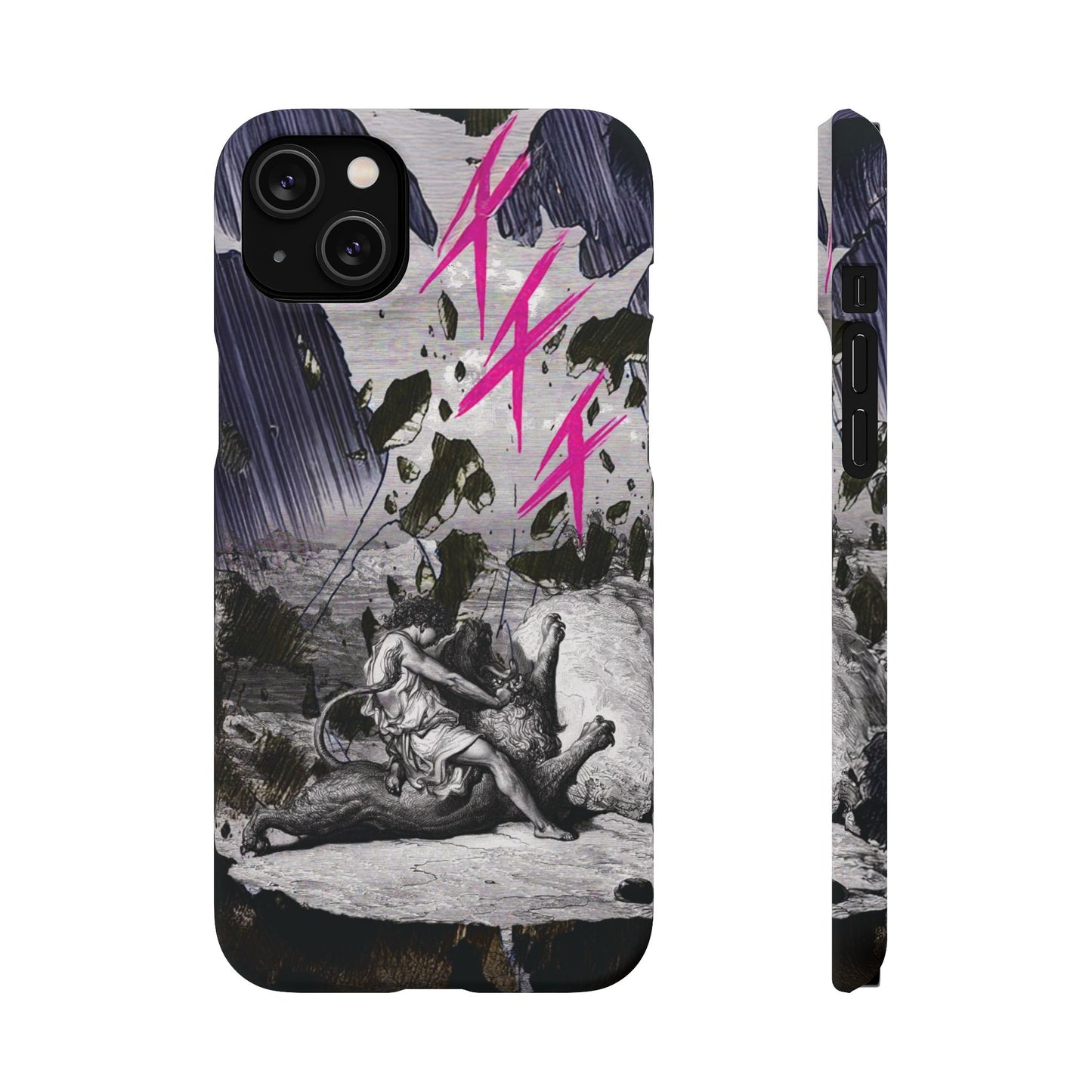 Lionbreaker Fierce Combat Monochrome Design with Electric Fuchsia Sound Glyphs Phone Case