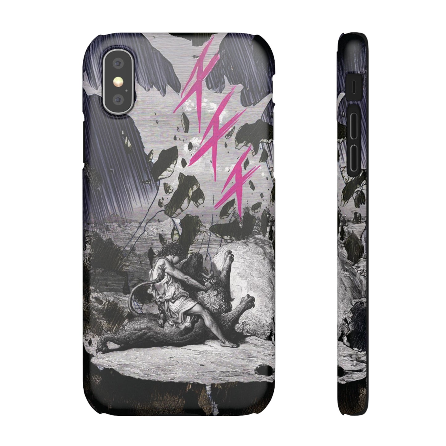 Lionbreaker Fierce Combat Monochrome Design with Electric Fuchsia Sound Glyphs Phone Case