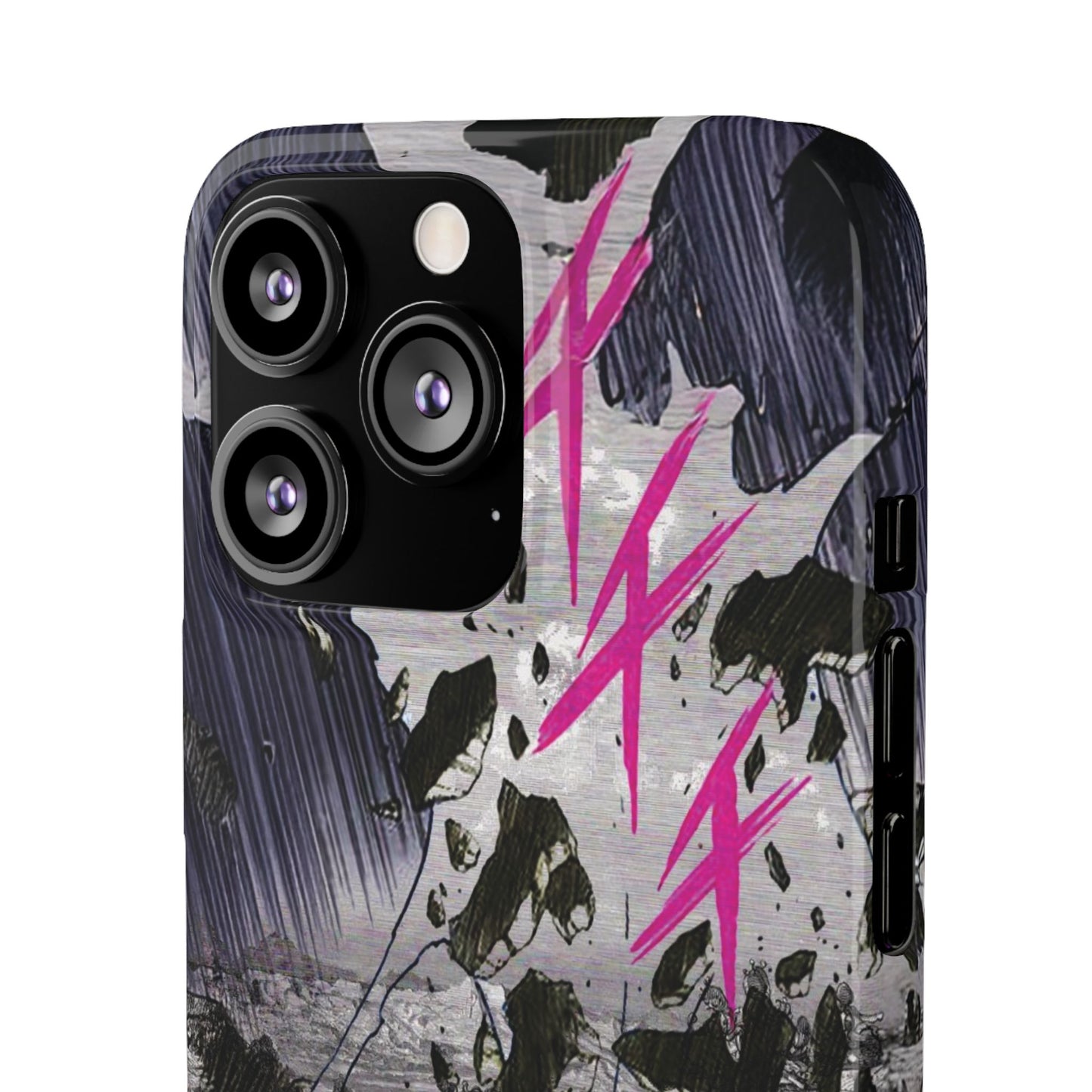 Lionbreaker Fierce Combat Monochrome Design with Electric Fuchsia Sound Glyphs Phone Case