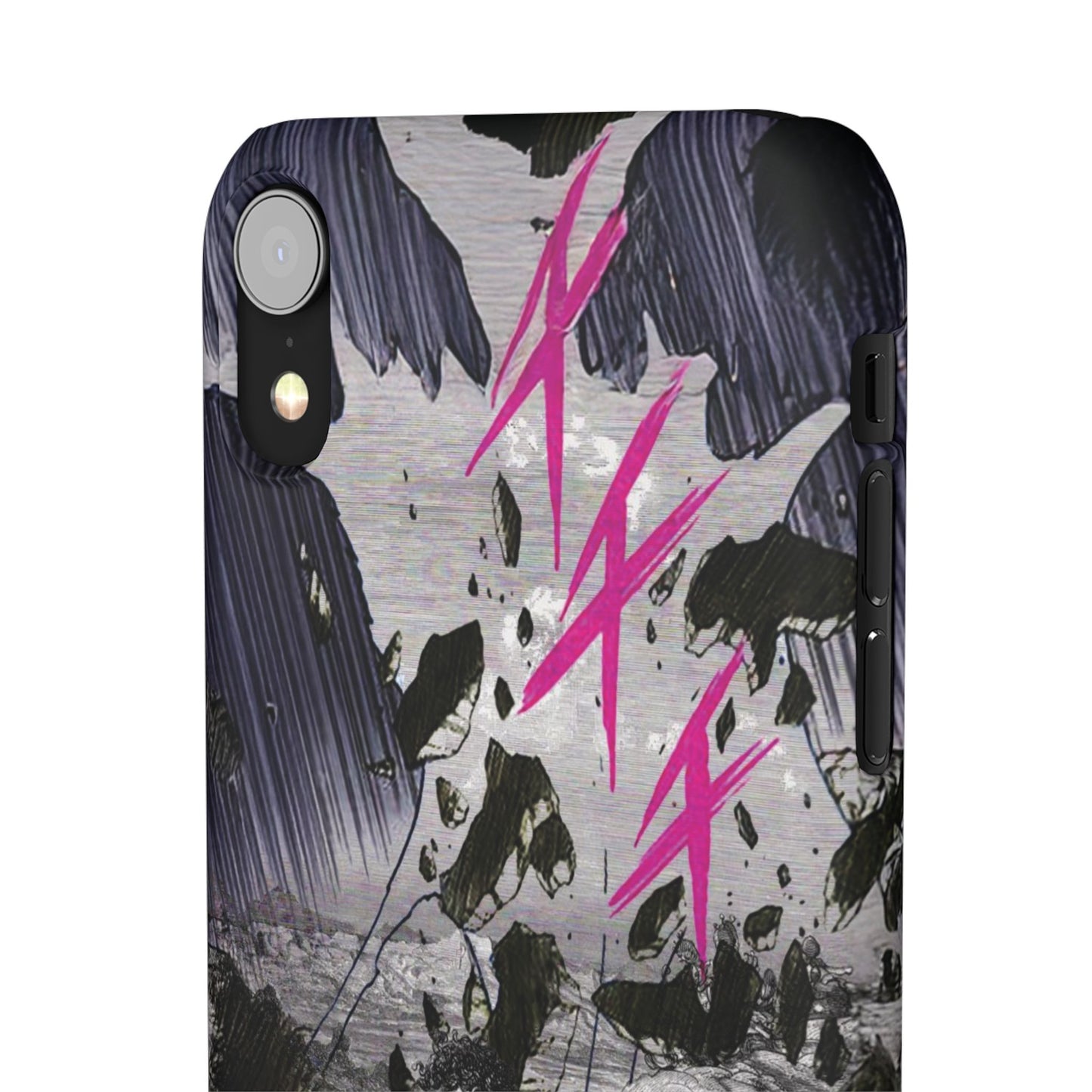 Lionbreaker Fierce Combat Monochrome Design with Electric Fuchsia Sound Glyphs Phone Case