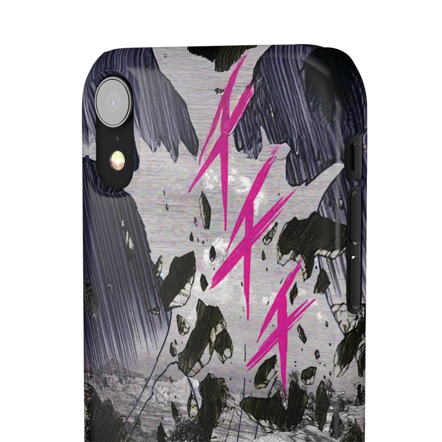 Lionbreaker Fierce Combat Monochrome Design with Electric Fuchsia Sound Glyphs Phone Case