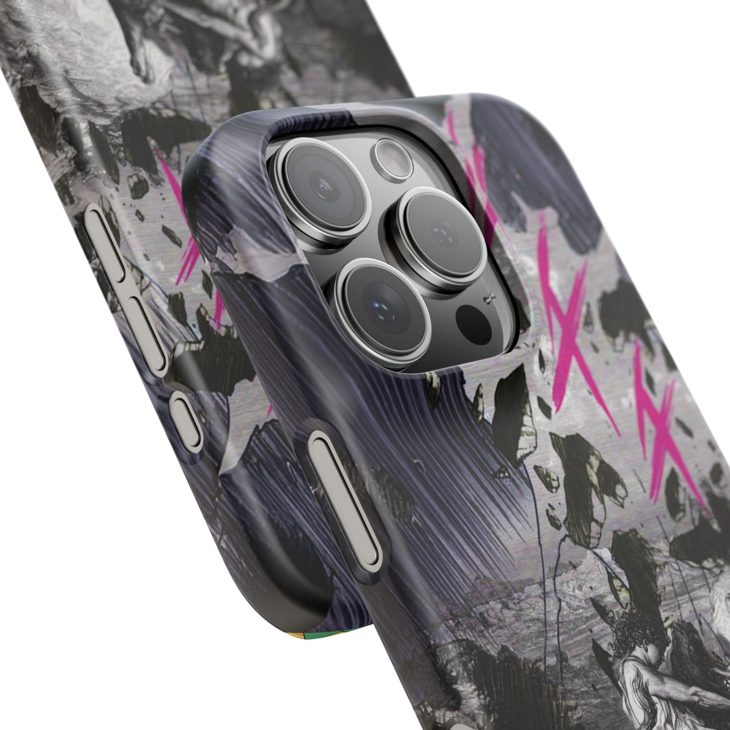 Lionbreaker Fierce Combat Monochrome Design with Electric Fuchsia Sound Glyphs Phone Case