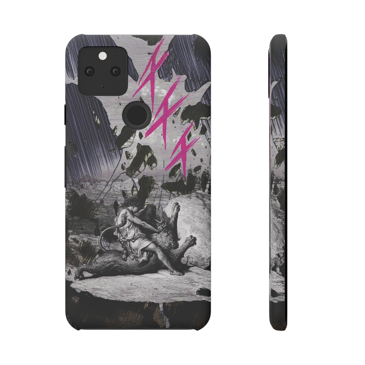 Lionbreaker Fierce Combat Monochrome Design with Electric Fuchsia Sound Glyphs Phone Case