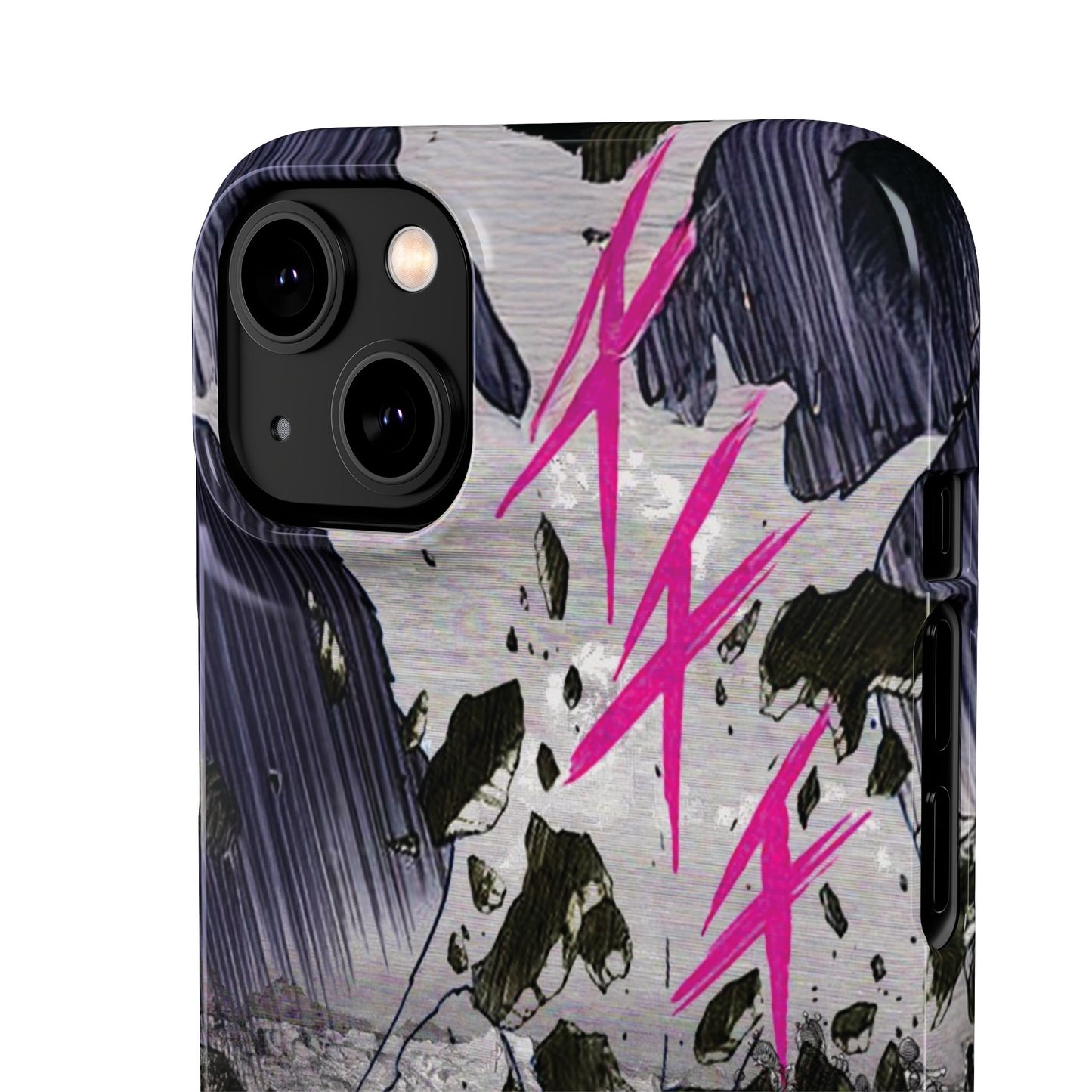 Lionbreaker Fierce Combat Monochrome Design with Electric Fuchsia Sound Glyphs Phone Case