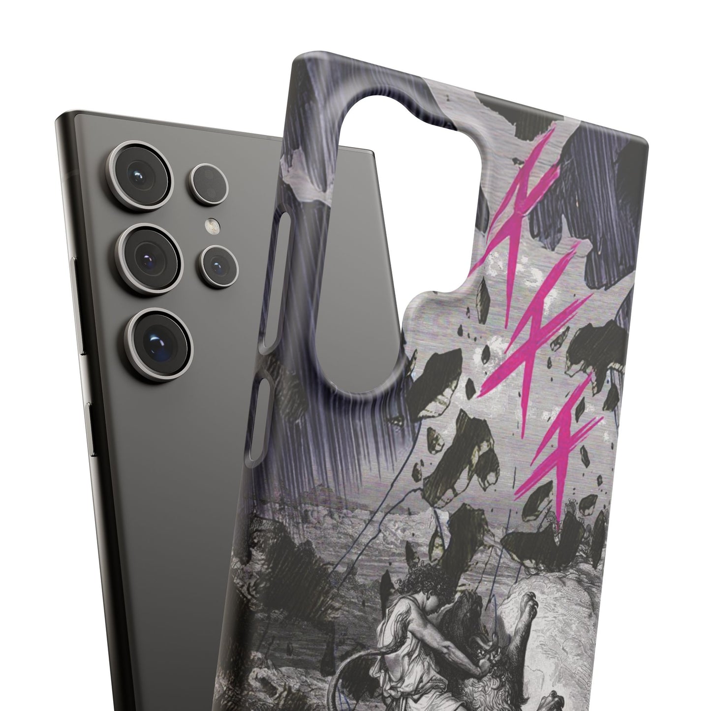 Lionbreaker Fierce Combat Monochrome Design with Electric Fuchsia Sound Glyphs Phone Case
