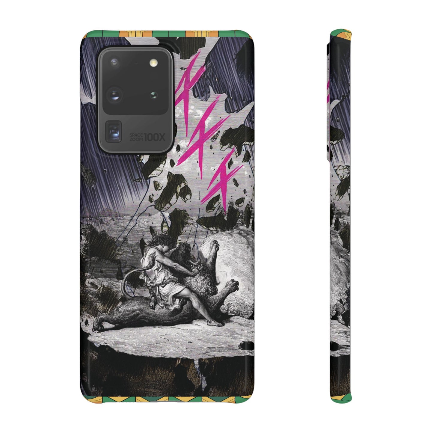 Lionbreaker Fierce Combat Monochrome Design with Electric Fuchsia Sound Glyphs Phone Case