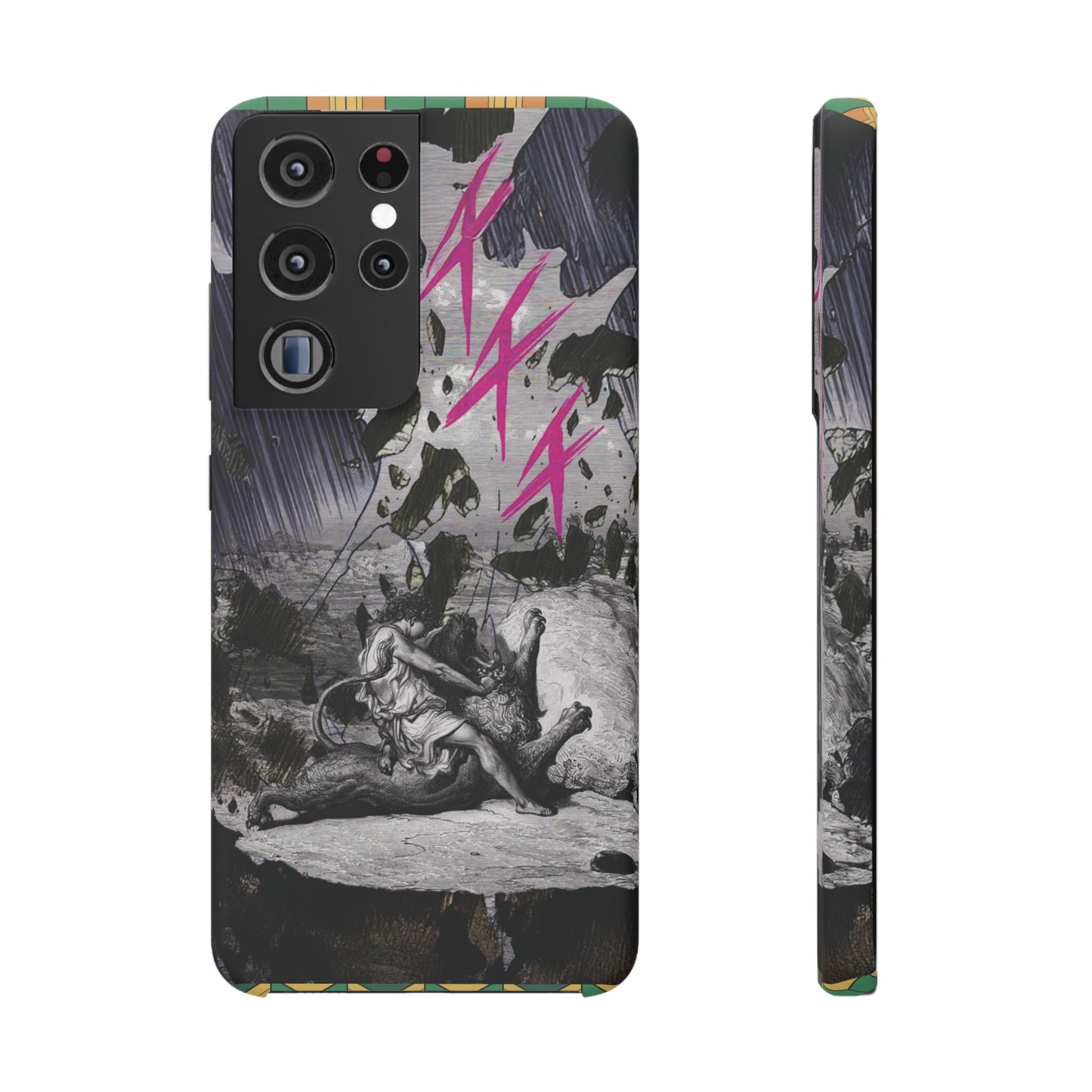Lionbreaker Fierce Combat Monochrome Design with Electric Fuchsia Sound Glyphs Phone Case