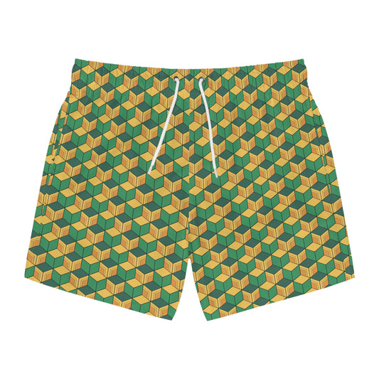 Demon Slayer Zenitsu Agatsuma Yellow and Green Swim Shorts
