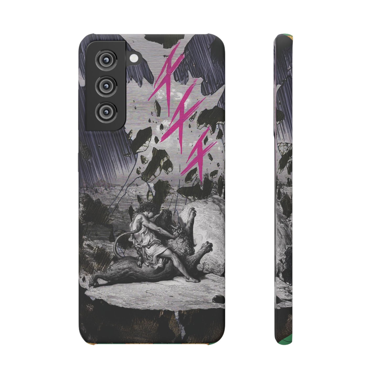 Lionbreaker Fierce Combat Monochrome Design with Electric Fuchsia Sound Glyphs Phone Case