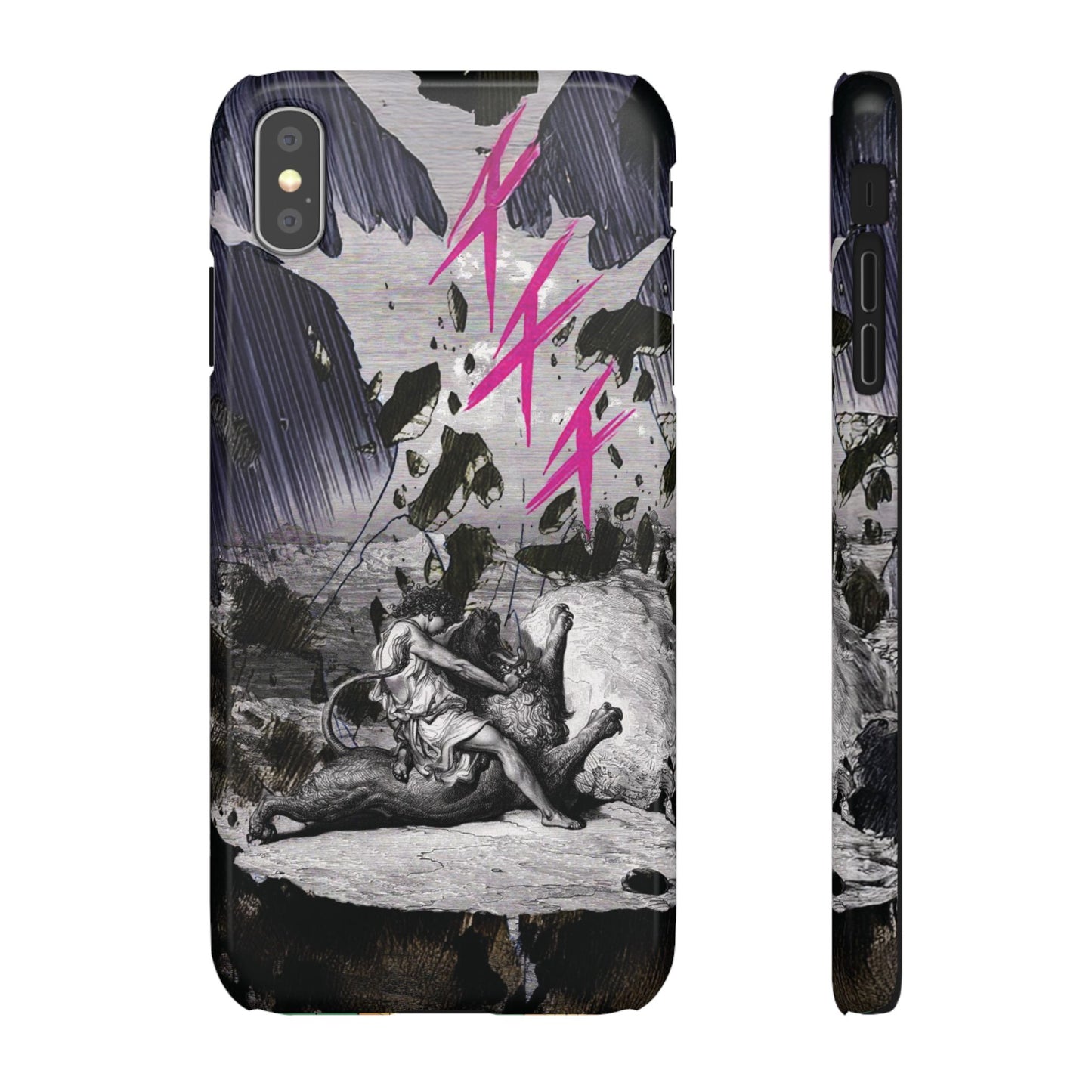 Lionbreaker Fierce Combat Monochrome Design with Electric Fuchsia Sound Glyphs Phone Case