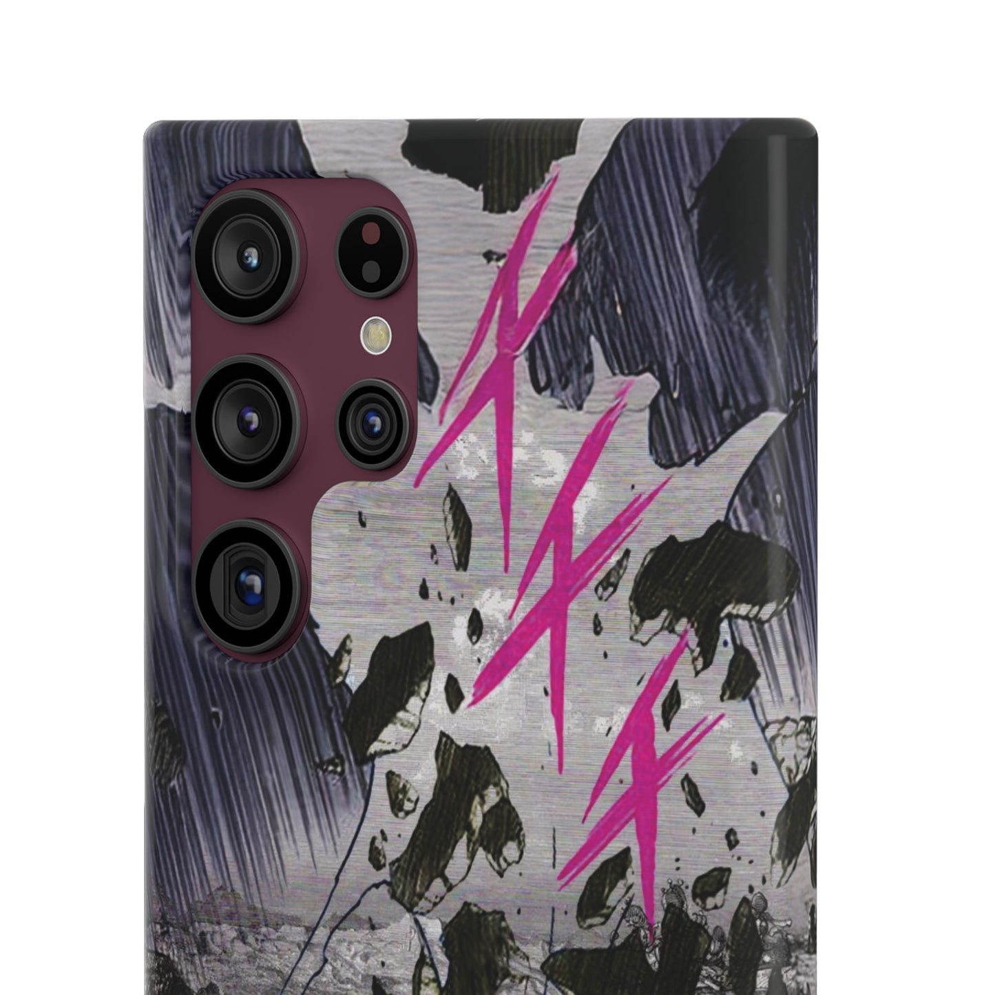 Lionbreaker Fierce Combat Monochrome Design with Electric Fuchsia Sound Glyphs Phone Case