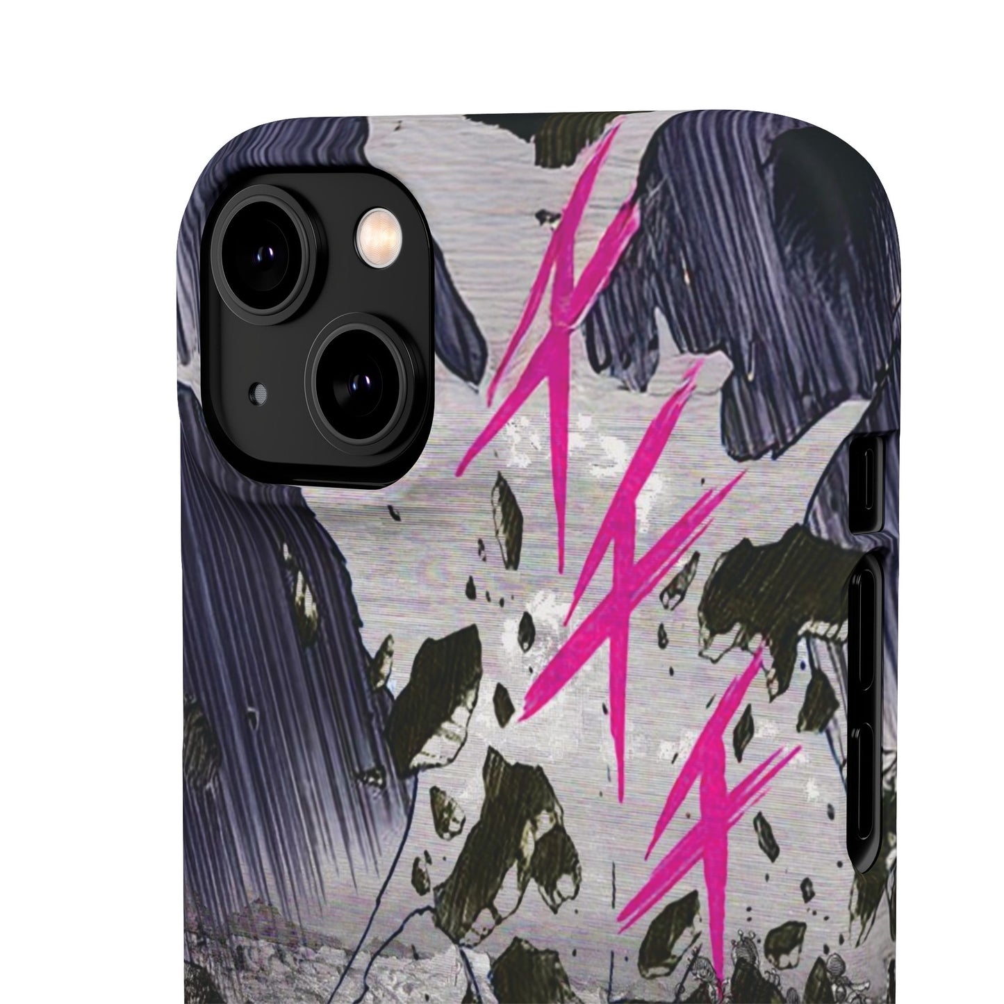 Lionbreaker Fierce Combat Monochrome Design with Electric Fuchsia Sound Glyphs Phone Case