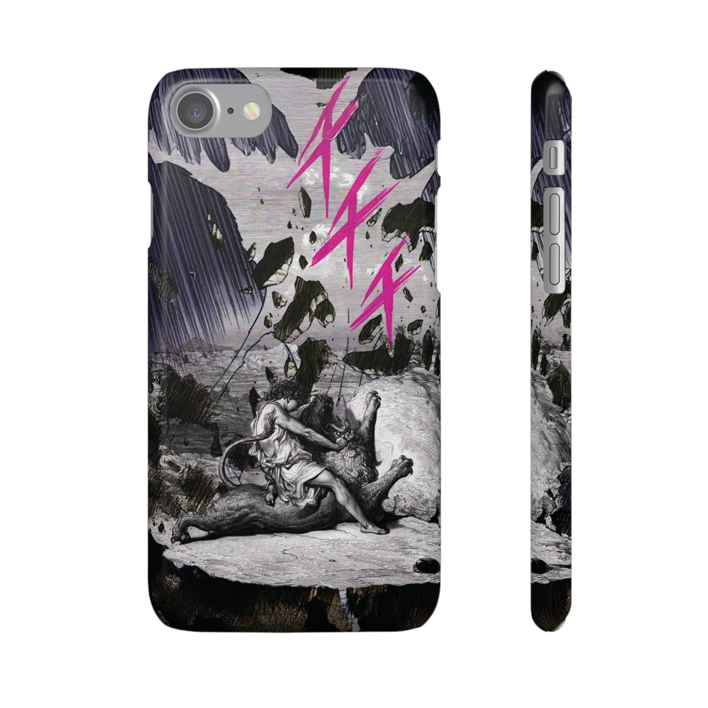 Lionbreaker Fierce Combat Monochrome Design with Electric Fuchsia Sound Glyphs Phone Case