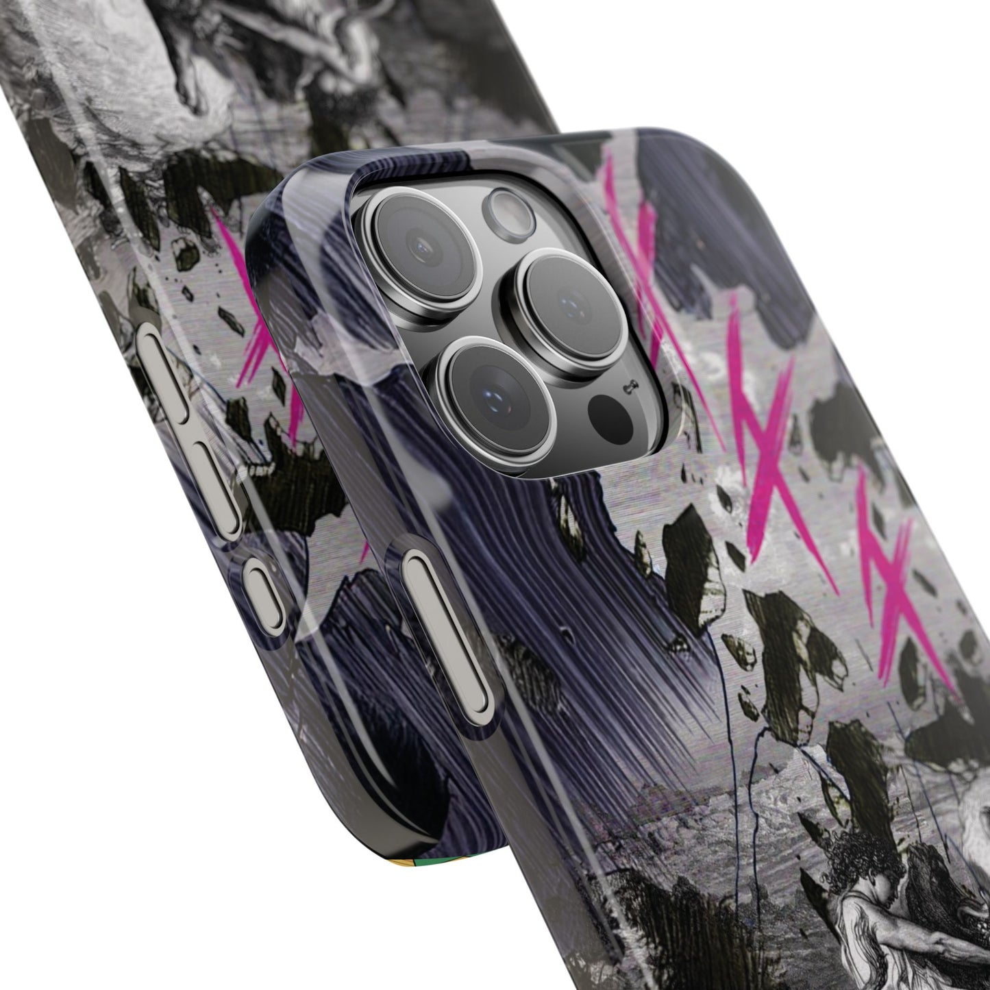 Lionbreaker Fierce Combat Monochrome Design with Electric Fuchsia Sound Glyphs Phone Case