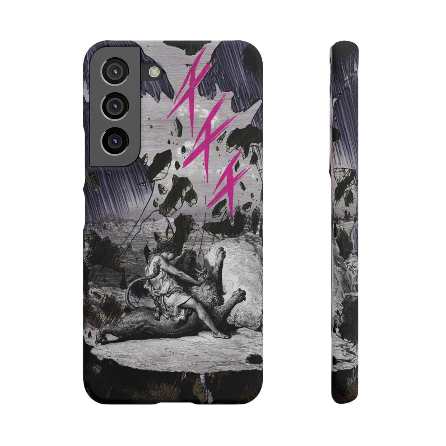 Lionbreaker Fierce Combat Monochrome Design with Electric Fuchsia Sound Glyphs Phone Case