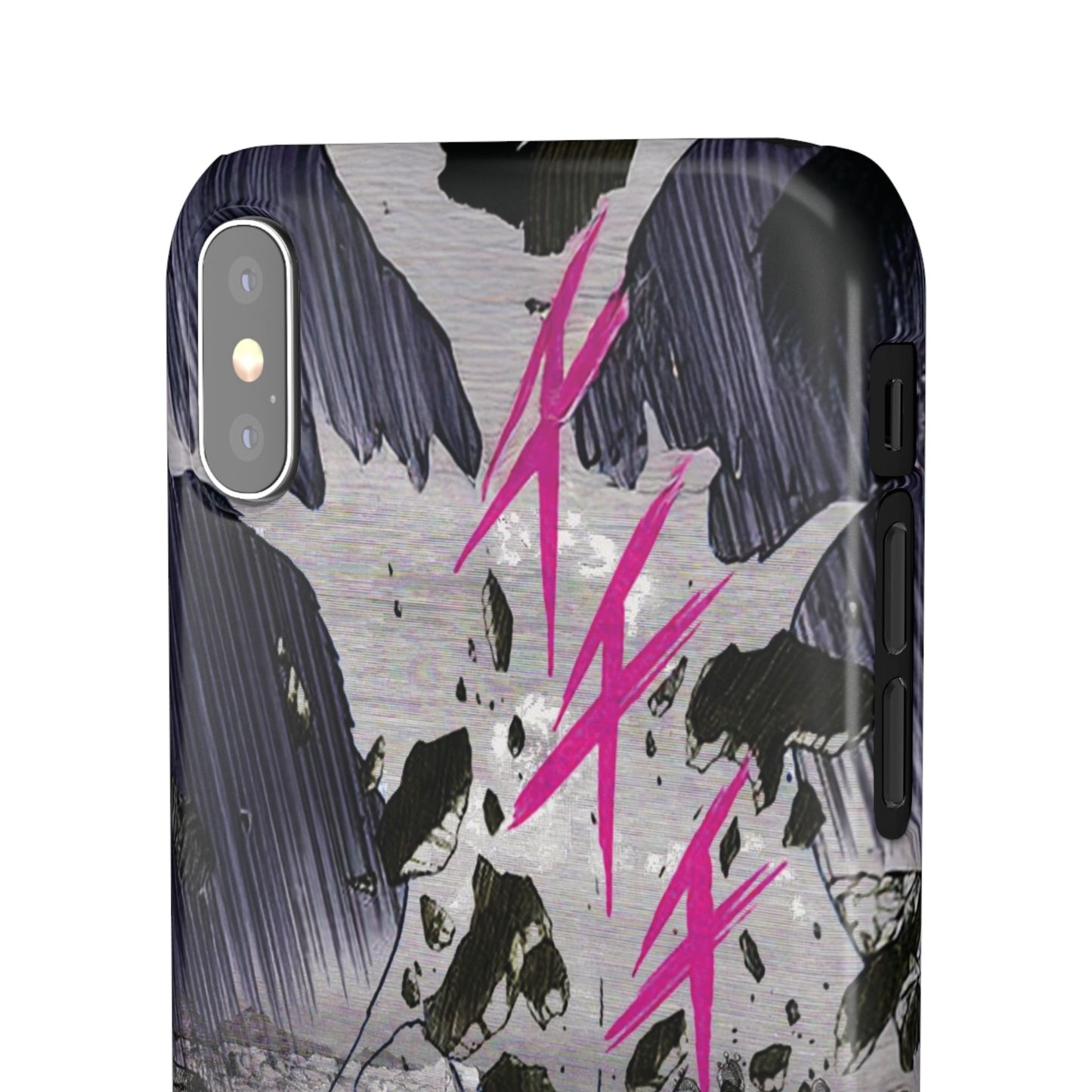 Lionbreaker Fierce Combat Monochrome Design with Electric Fuchsia Sound Glyphs Phone Case