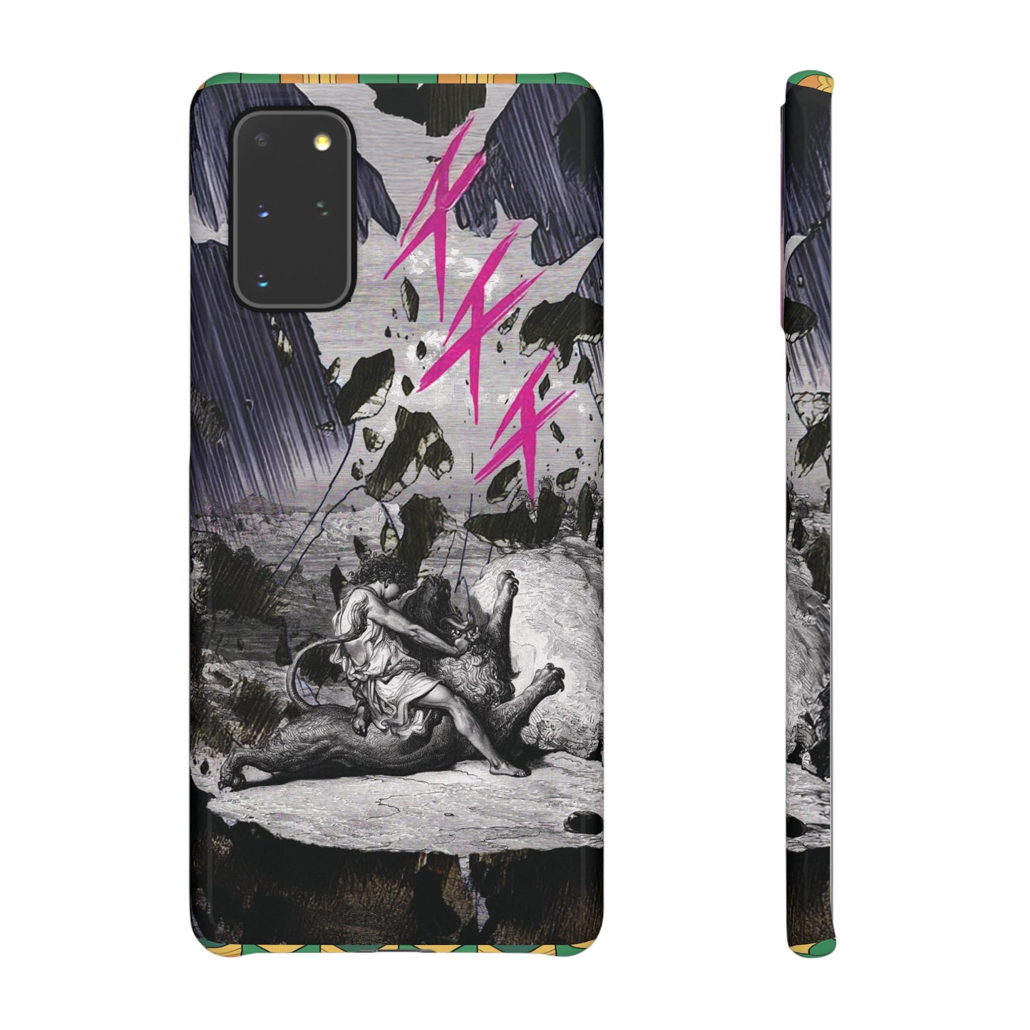 Lionbreaker Fierce Combat Monochrome Design with Electric Fuchsia Sound Glyphs Phone Case