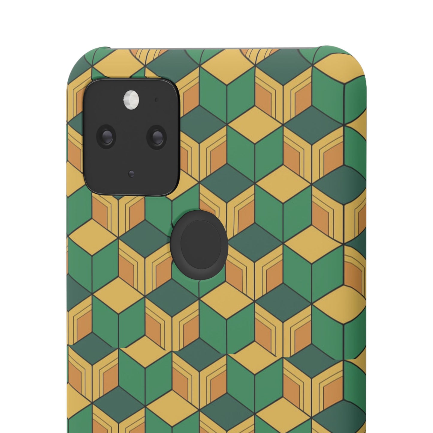 Sabito's Haori Pattern Anime iPhone Case - Geometric Green and Yellow Design