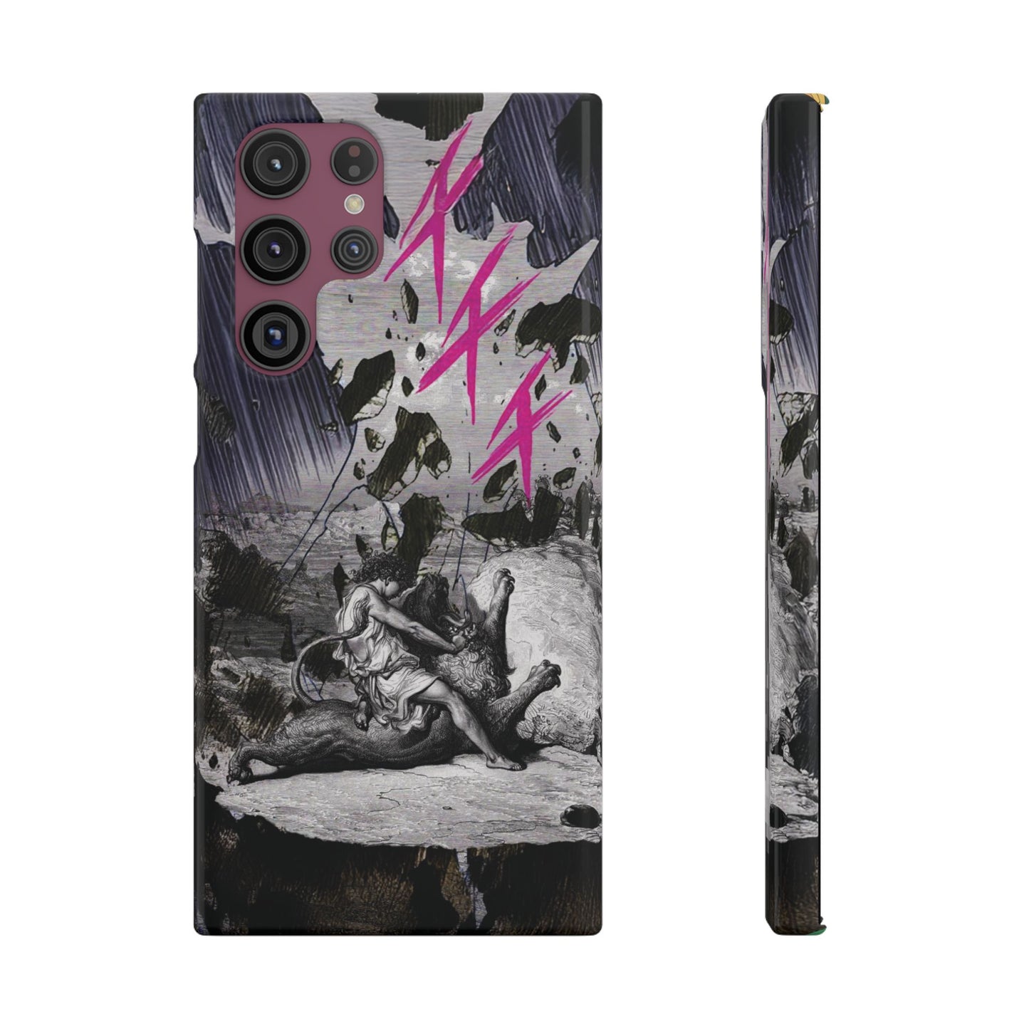 Lionbreaker Fierce Combat Monochrome Design with Electric Fuchsia Sound Glyphs Phone Case