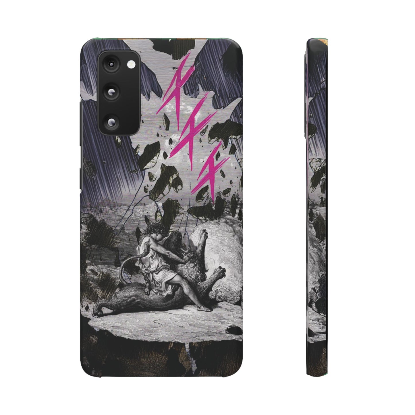 Lionbreaker Fierce Combat Monochrome Design with Electric Fuchsia Sound Glyphs Phone Case