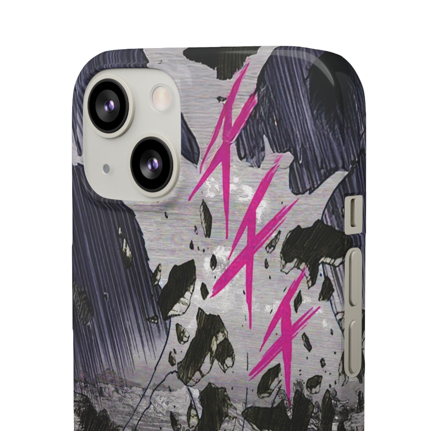 Lionbreaker Fierce Combat Monochrome Design with Electric Fuchsia Sound Glyphs Phone Case