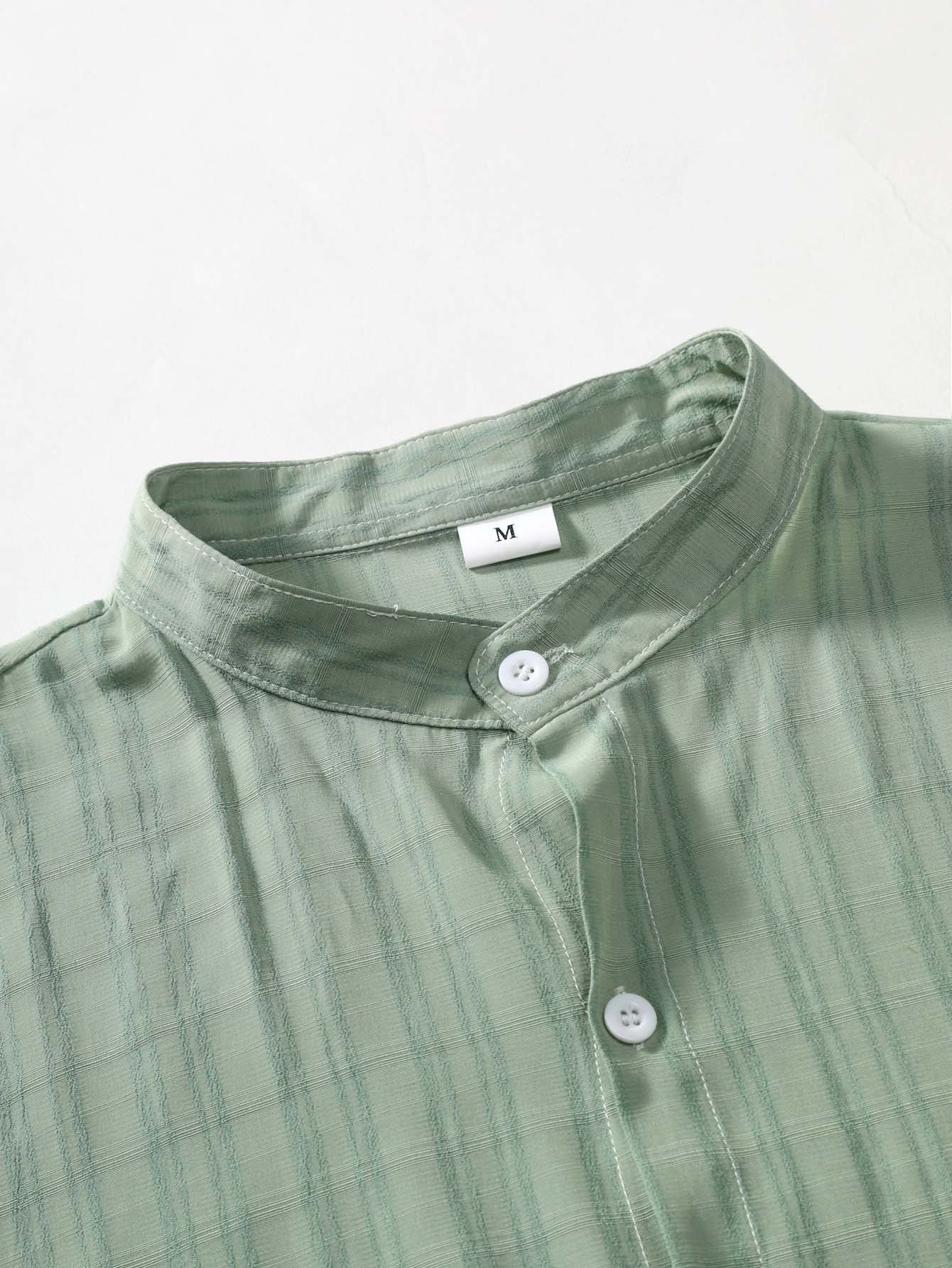 Men's Fashion Trendy Stand Collar Dark Cell Short Sleeve Shirt