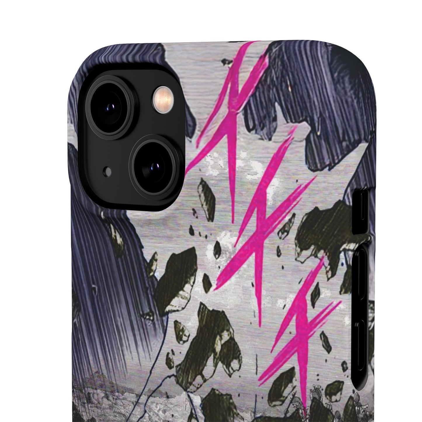 Lionbreaker Fierce Combat Monochrome Design with Electric Fuchsia Sound Glyphs Phone Case